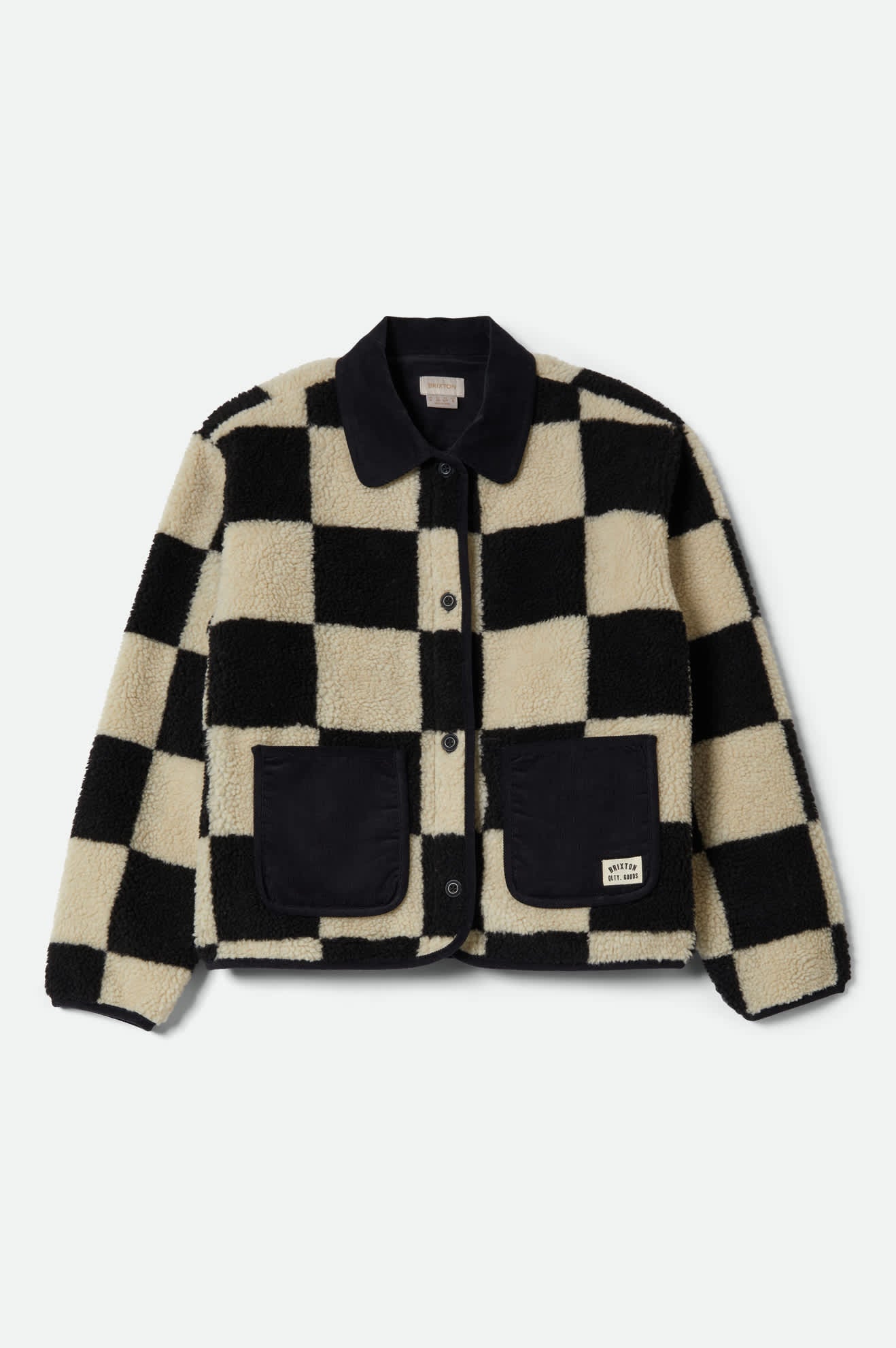 Delilah Sherpa Jacket - Black/Natural Finish Line Checker