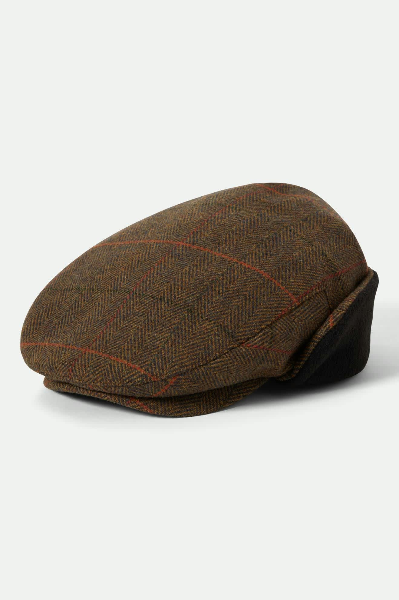 Hooligan Fleece Lined Earflap Snap Cap - Bronze/Black/Red