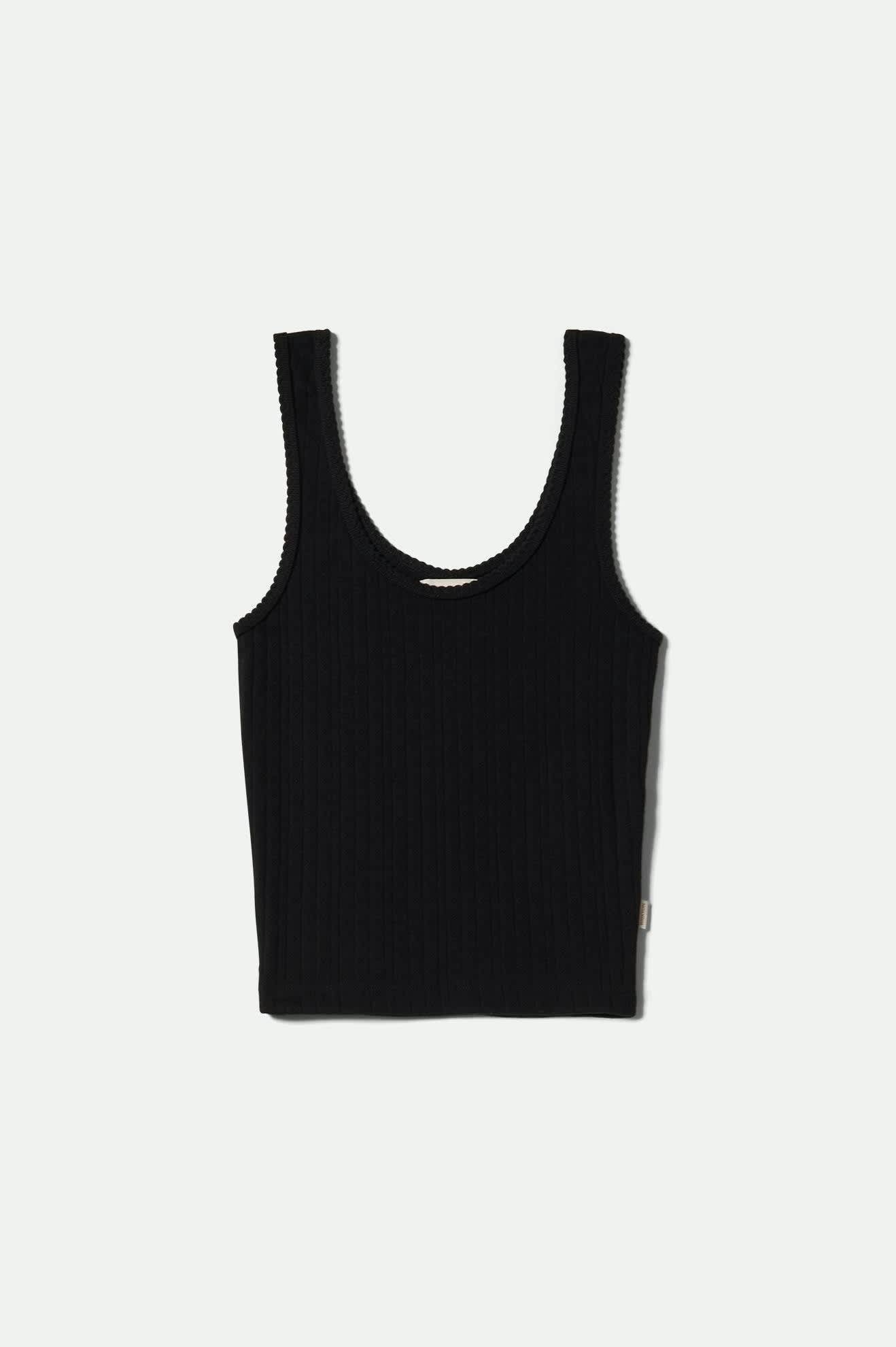 Pointelle Slim Fit Tank - Black