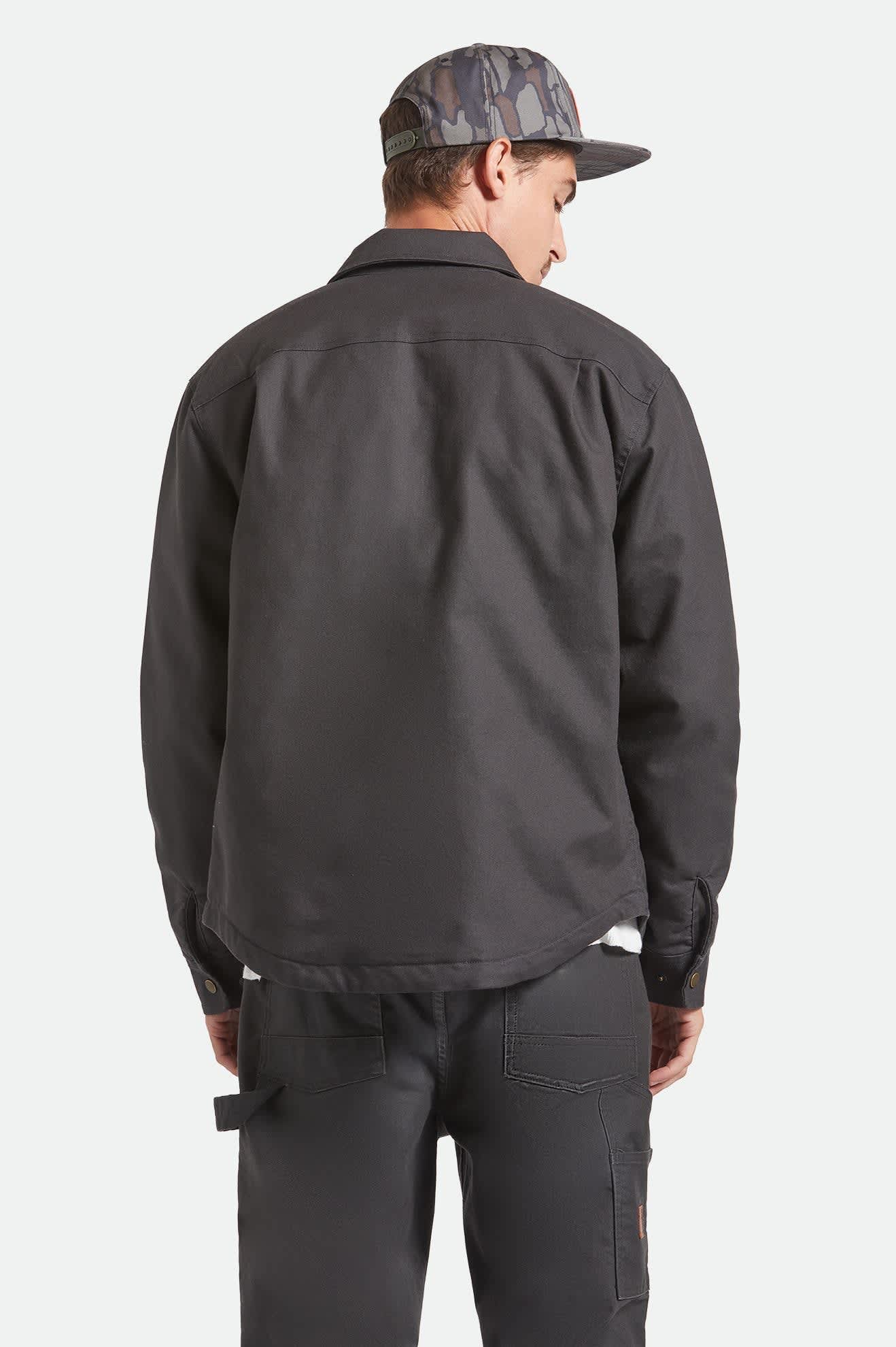 Builders Stretch Flannel Lined Jacket - Washed Black/Red