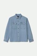 Herringbone Relaxed L/S Overshirt - Light Wash Denim Herringbone