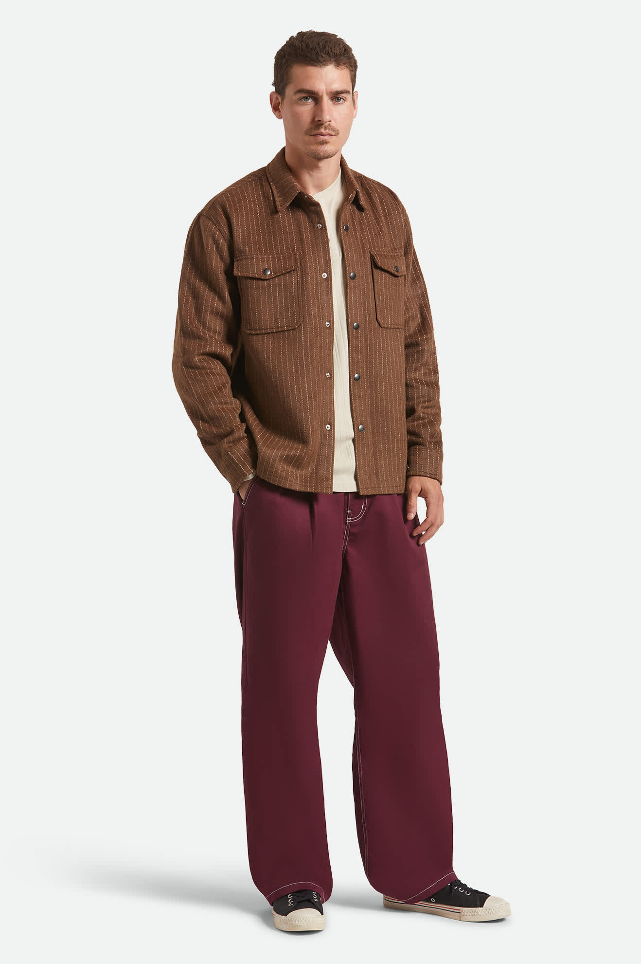 Selden Soft Brushed Flannel - Pinecone Brown Pinestripe