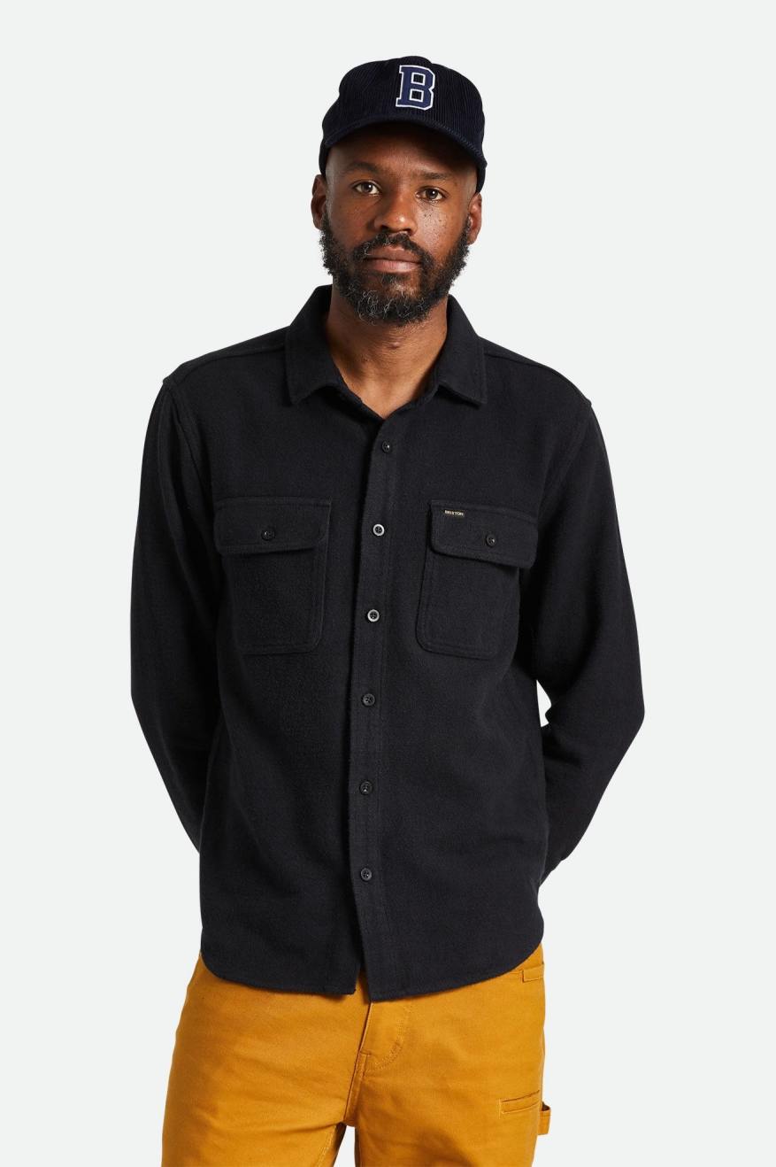 Bowery Textured Loop Twill L/S Overshirt - Black