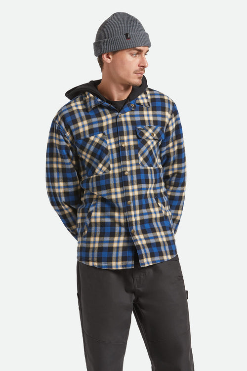 Bowery Quilited Hooded Flannel - Navy/Cream