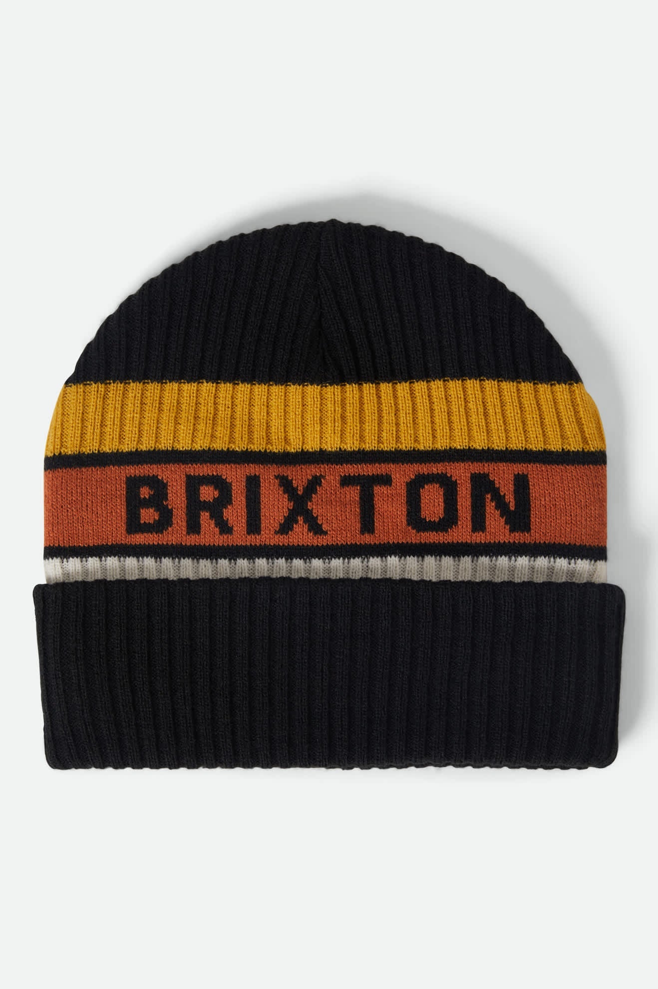 Rainier Striped Beanie - Black/Yellow/Orange