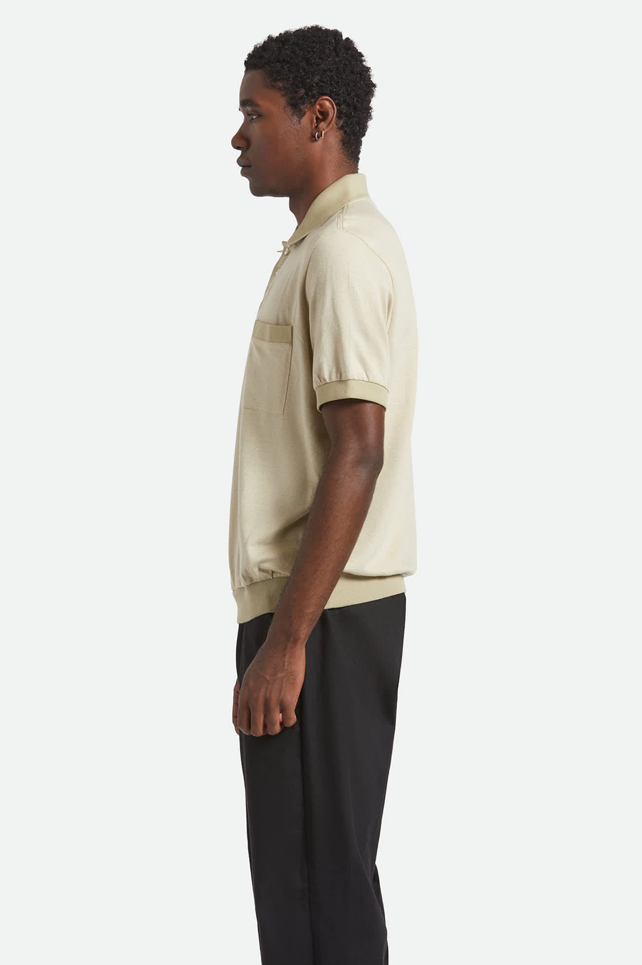 Weekend Herringbone S/S Polo - Whitecap/Elm