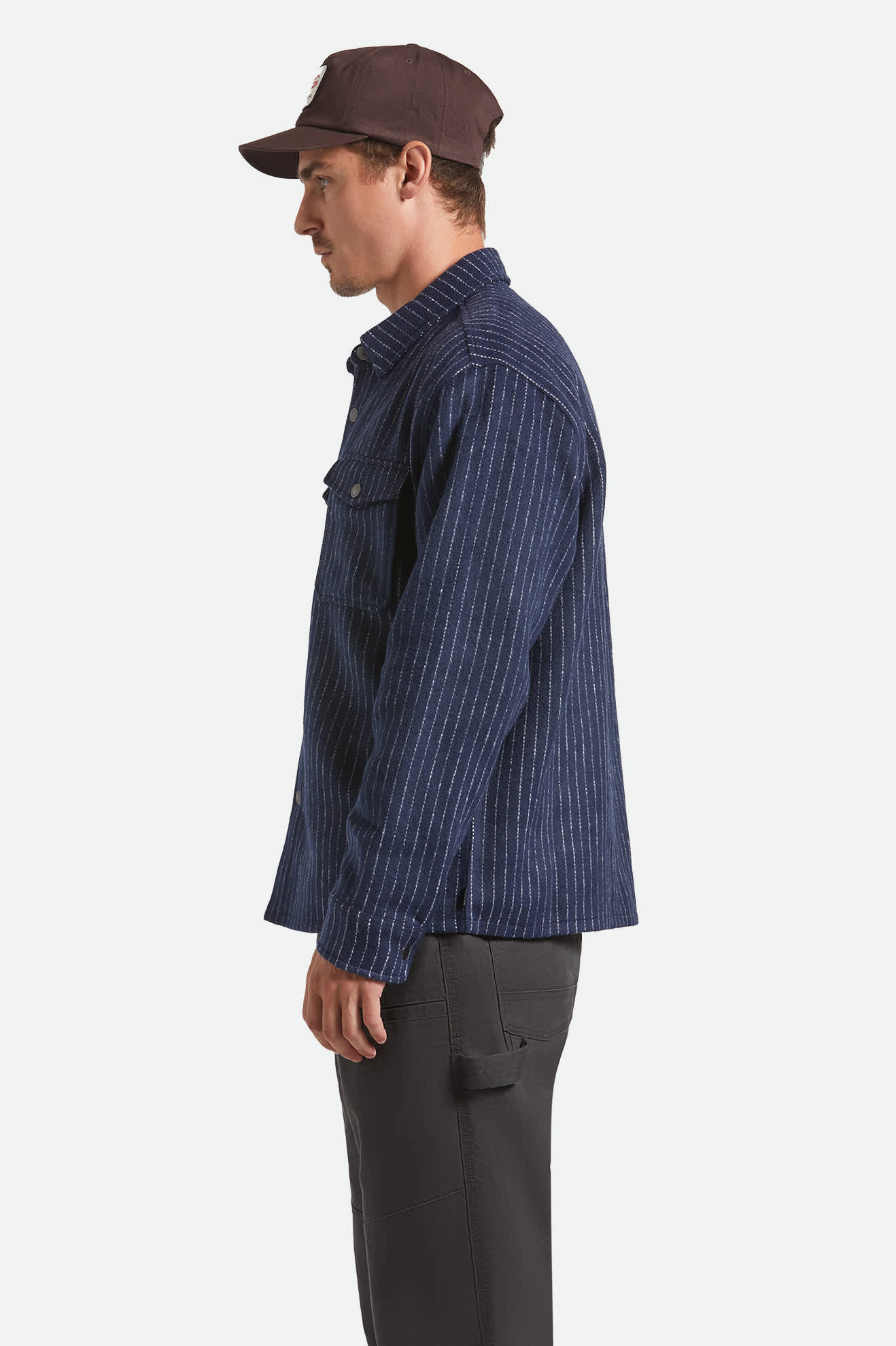 Selden Soft Brushed Flannel - Mood Indigo Pinestripe