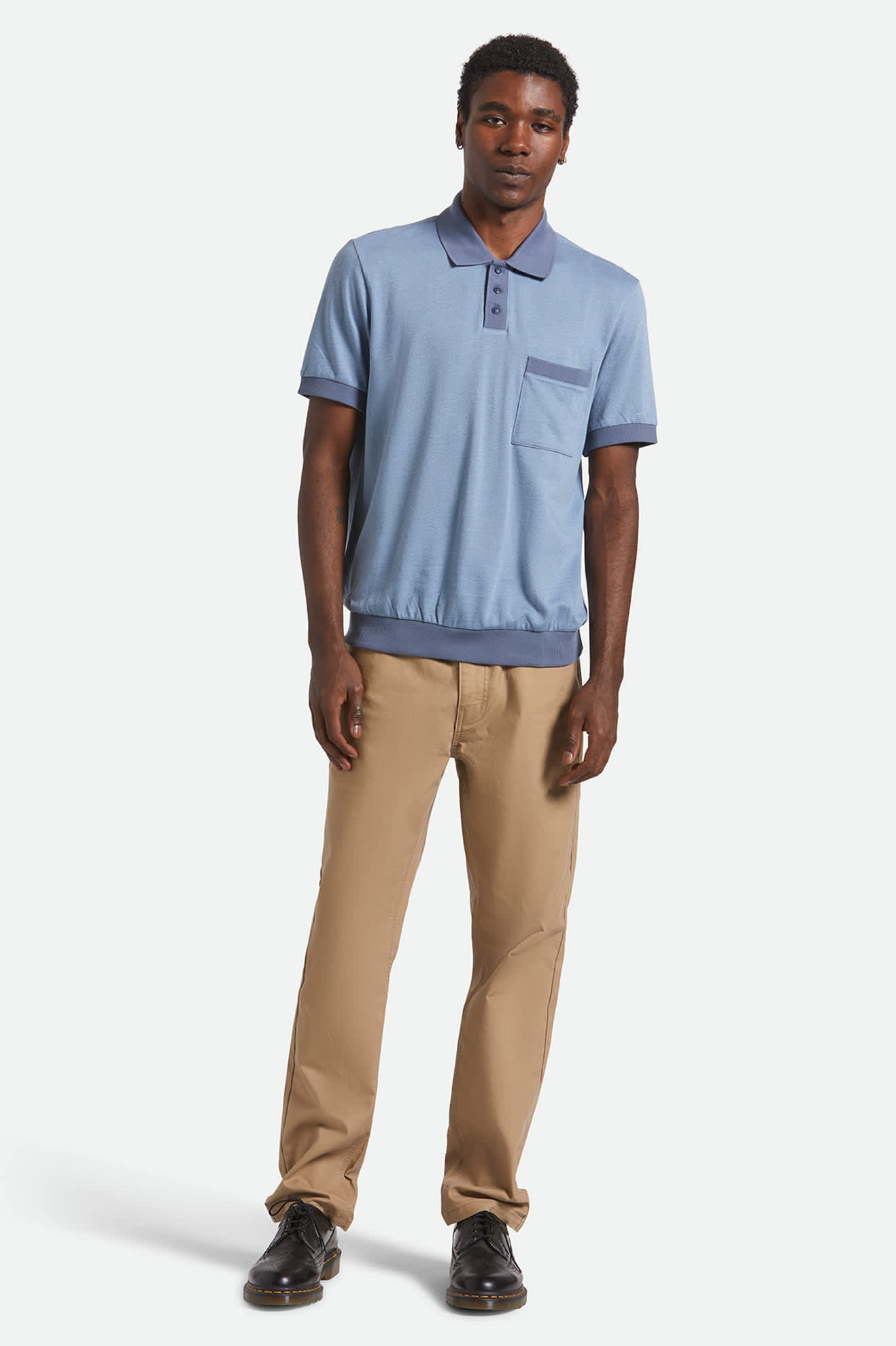 Weekend Herringbone S/S Polo - Borrow Blue/Berring Sea