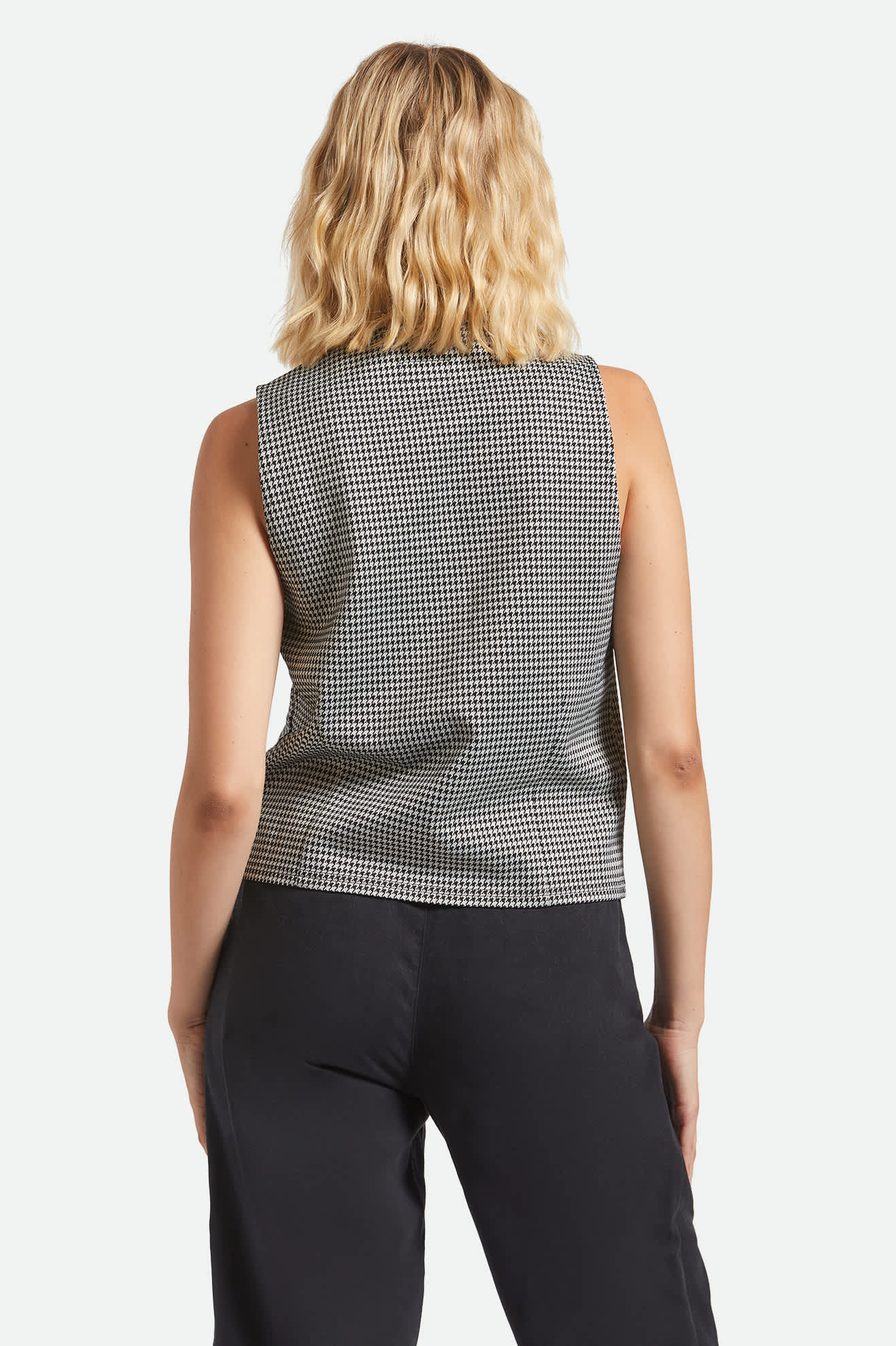 Houndstooth Leisure Vest - Winter White/Black