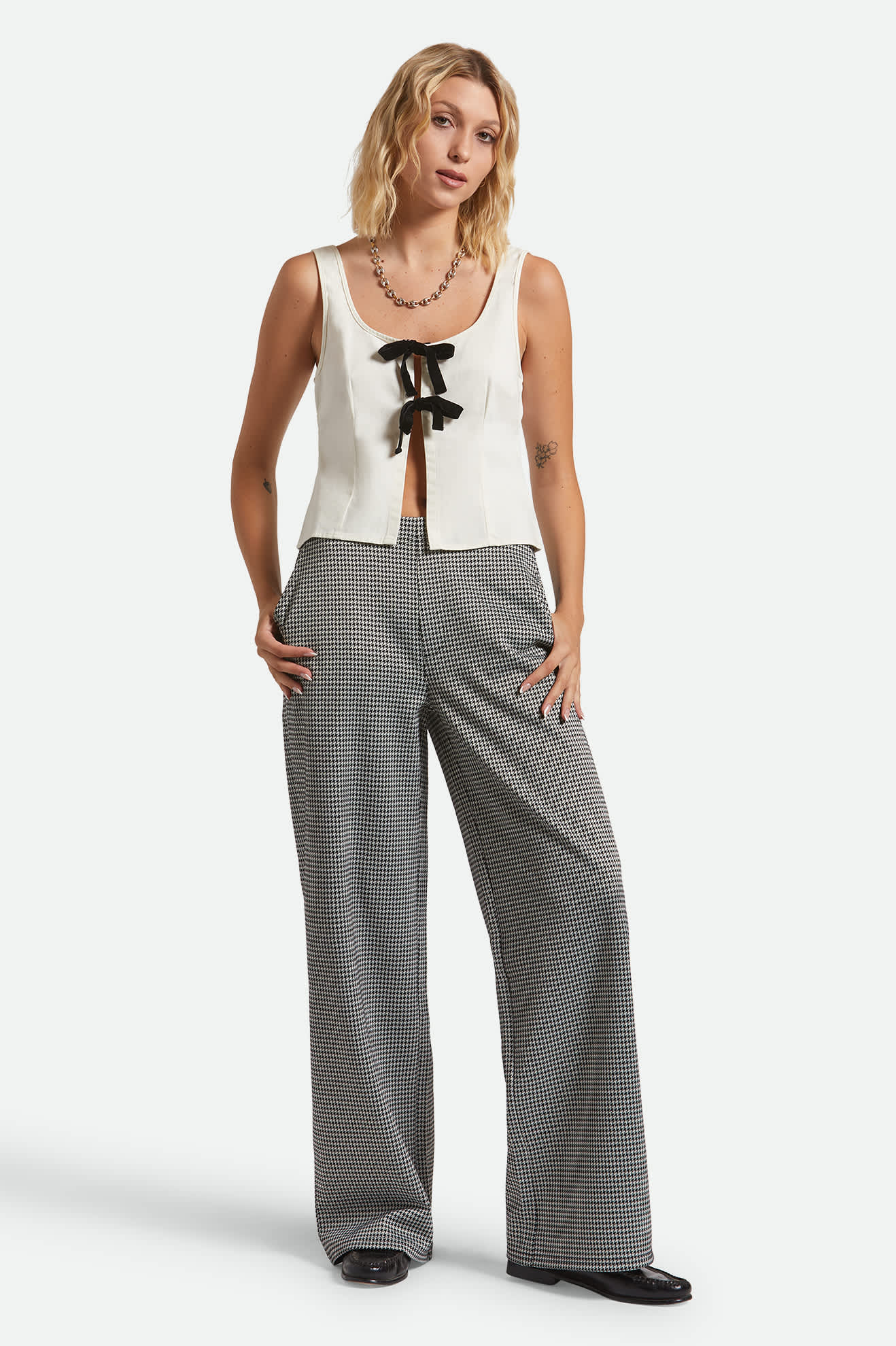 Houndstooth Leisure Trouser Pant - Winter White/Black