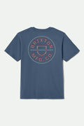 Crest II S/S Standard T-Shirt - Harbor Blue/Grey Blue/Dark Red