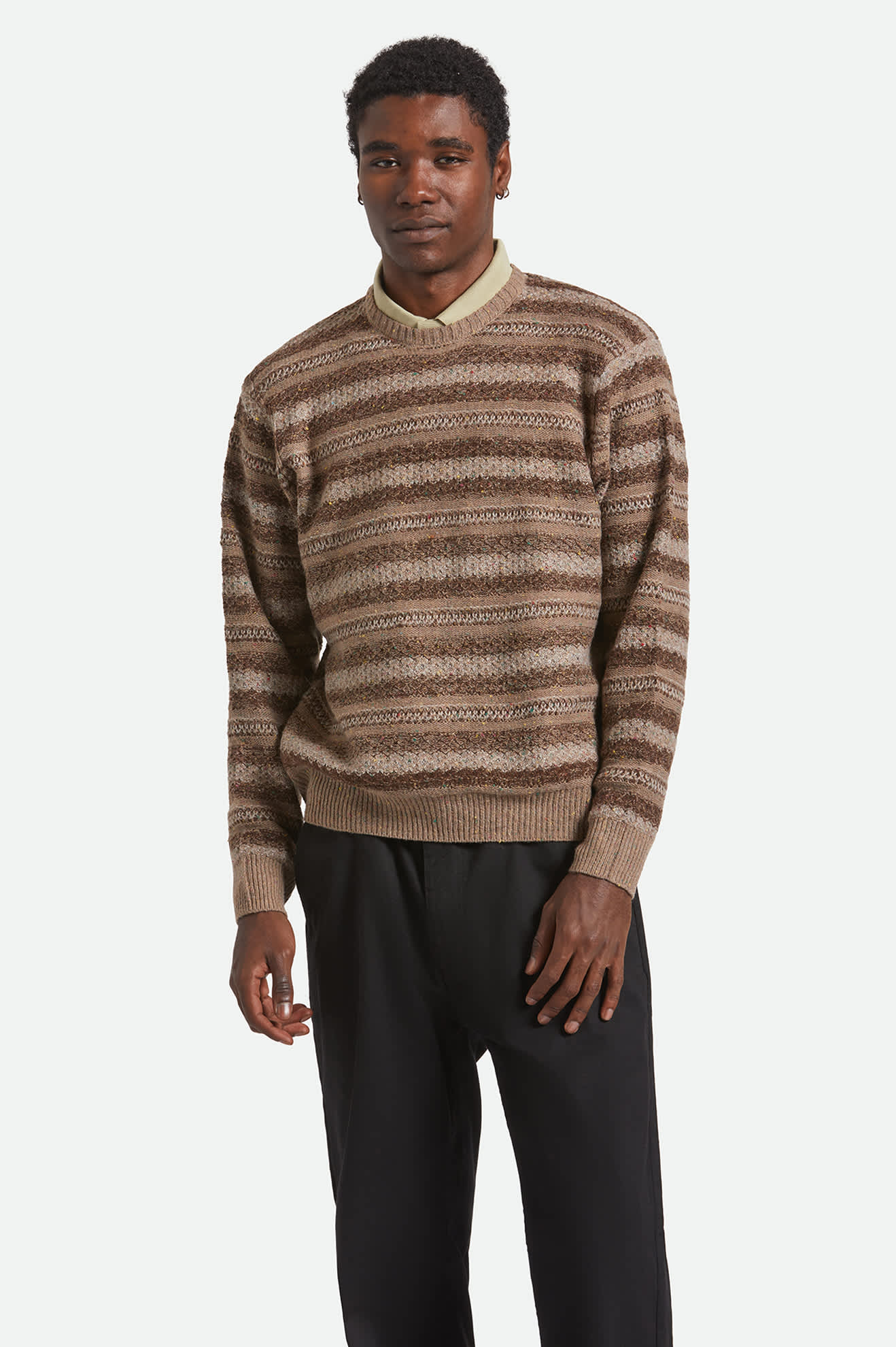 Midnight Crew Sweater - Multi Neutral Stripe