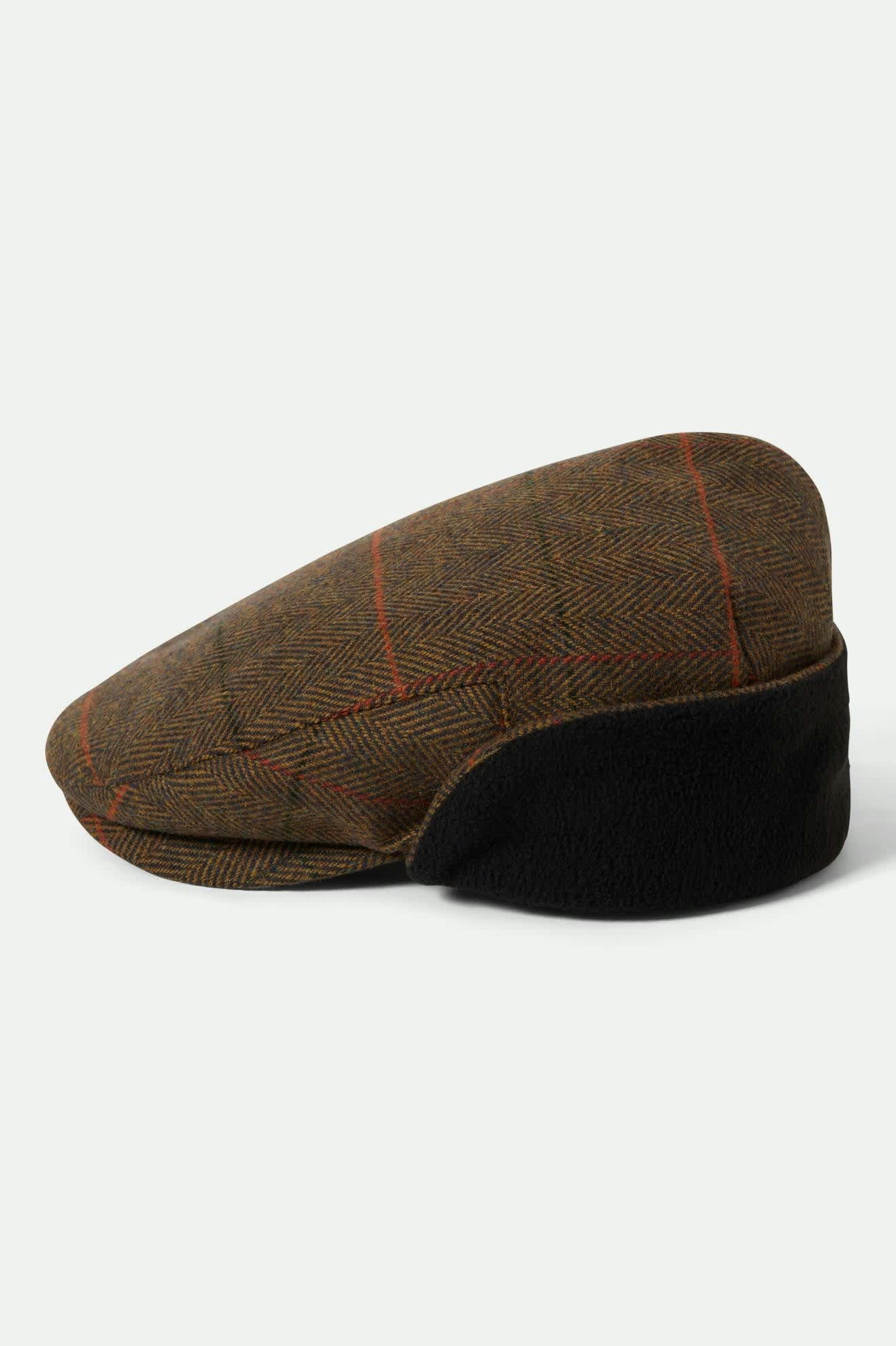 Hooligan Fleece Lined Earflap Snap Cap - Bronze/Black/Red