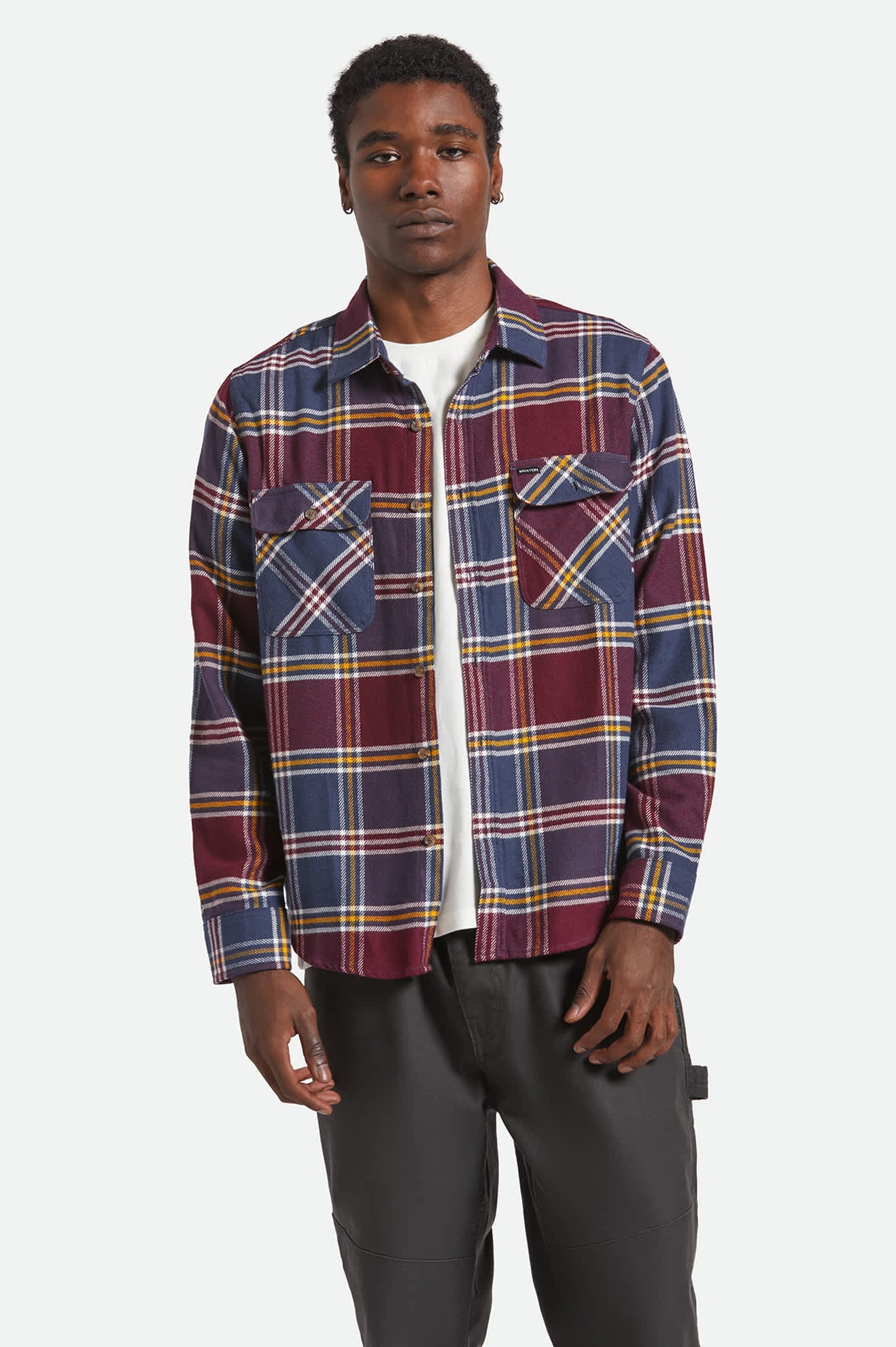 Bowery L/S Flannel - Mood Indigo/Port/Saffron