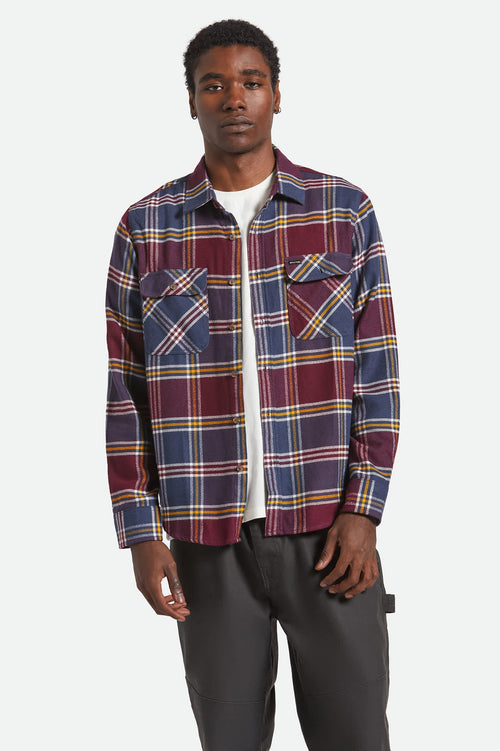 Bowery L/S Flannel - Mood Indigo/Port/Saffron