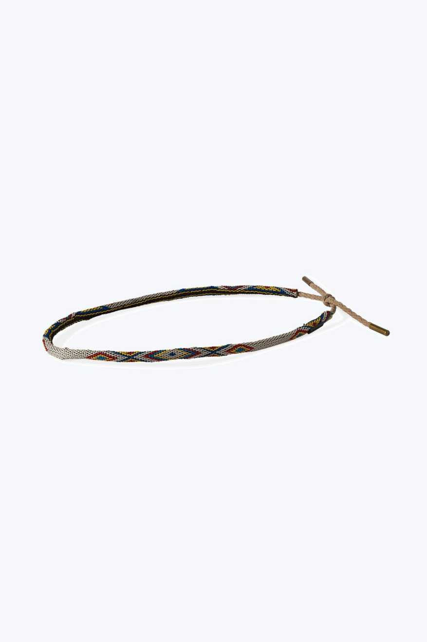 Adjustable Beaded Hat Band - White/Natural