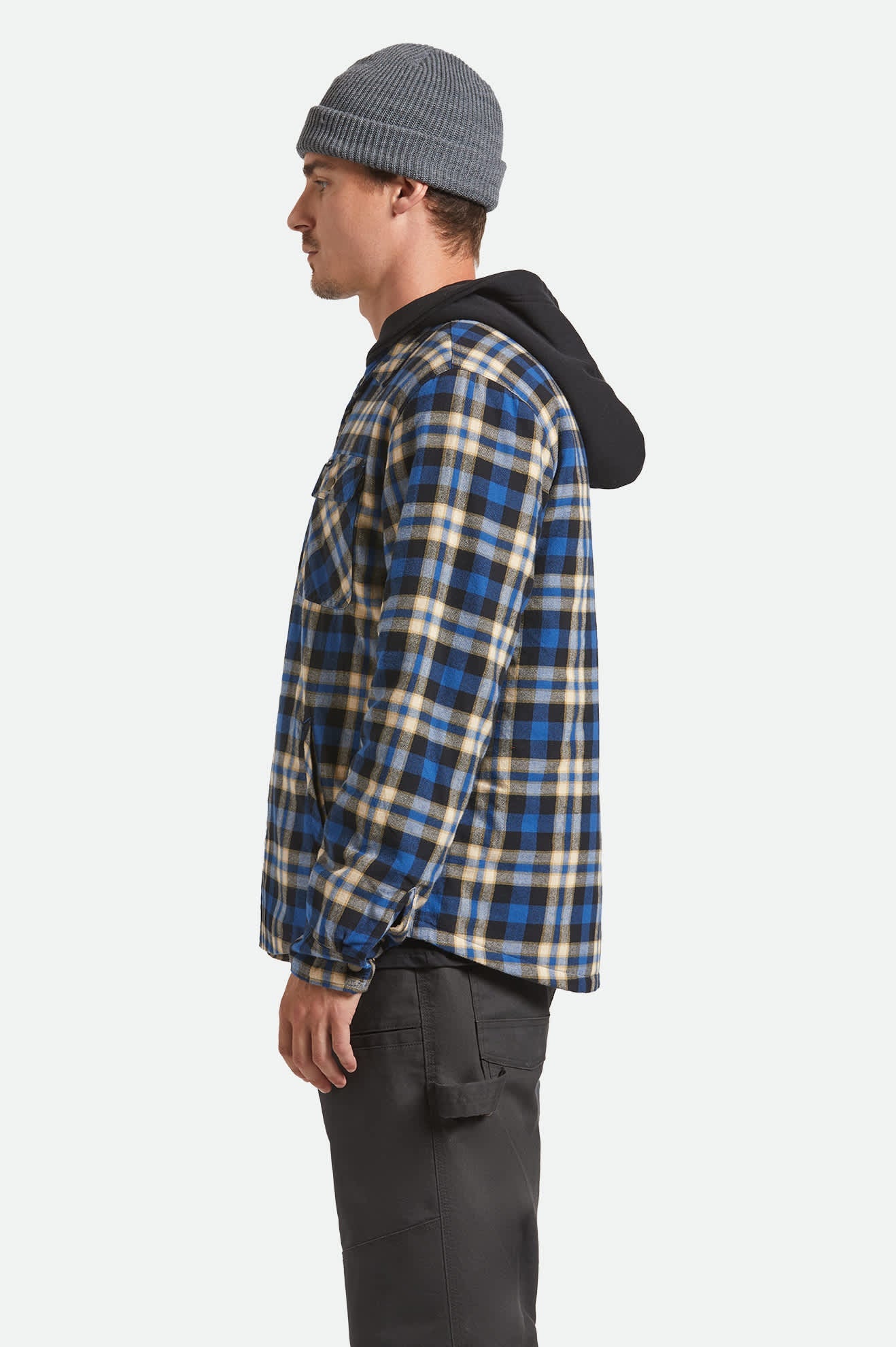 Bowery Quilited Hooded Flannel - Navy/Cream