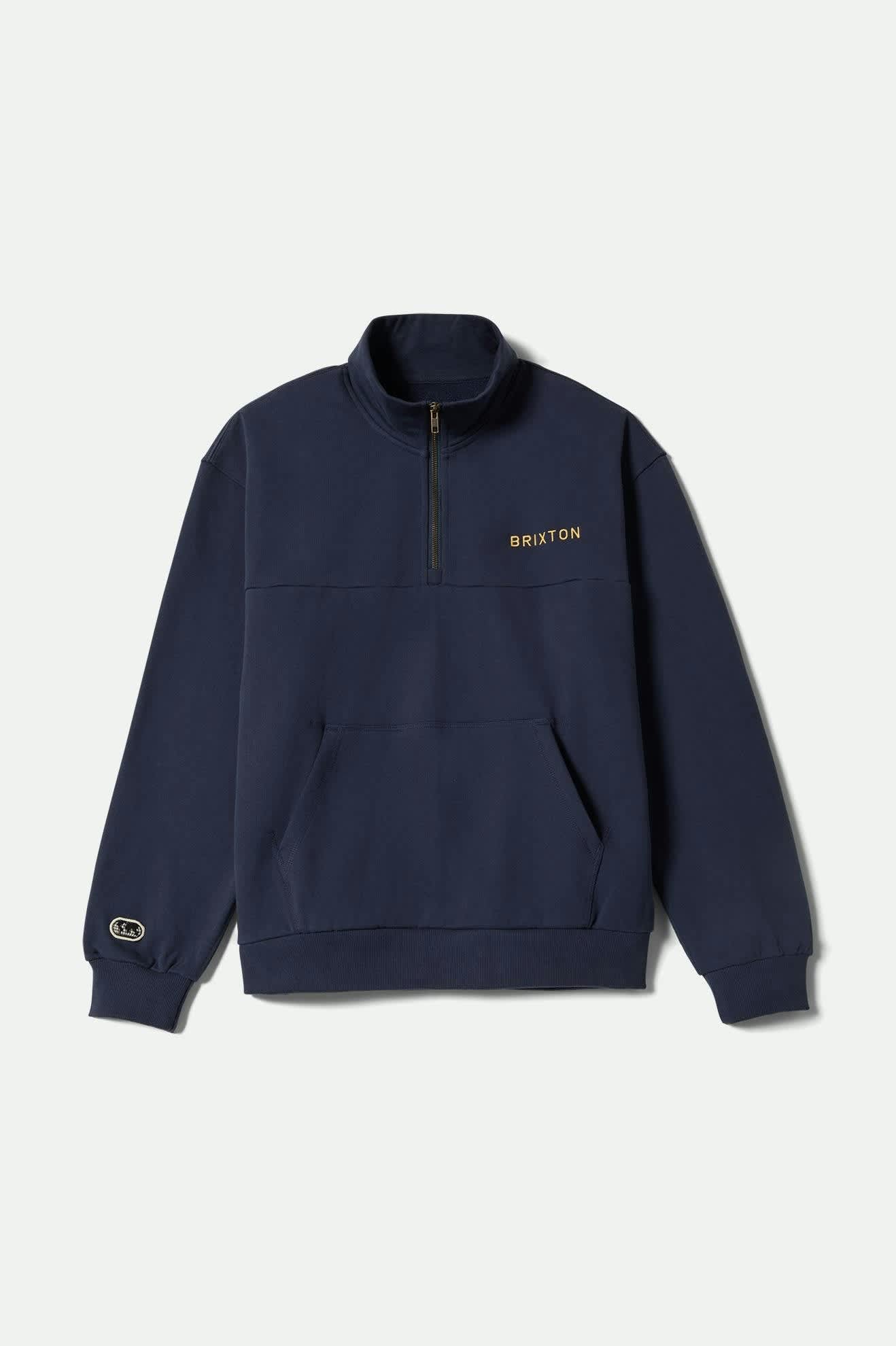 Embroidered Heavyweight Half Zip - Mood Indigo
