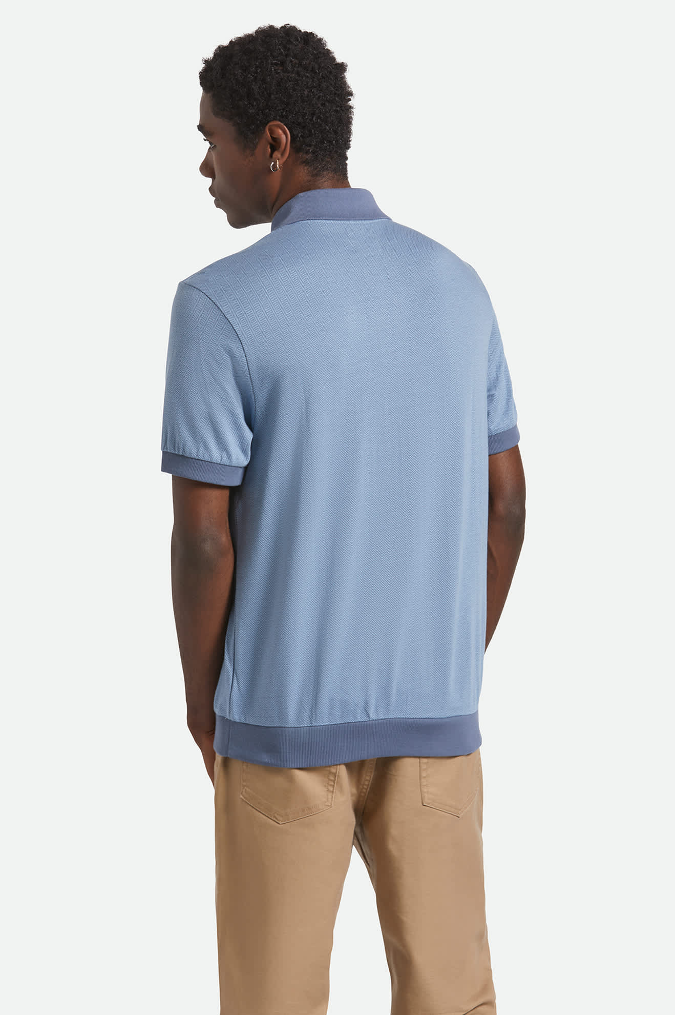 Weekend Herringbone S/S Polo - Borrow Blue/Berring Sea