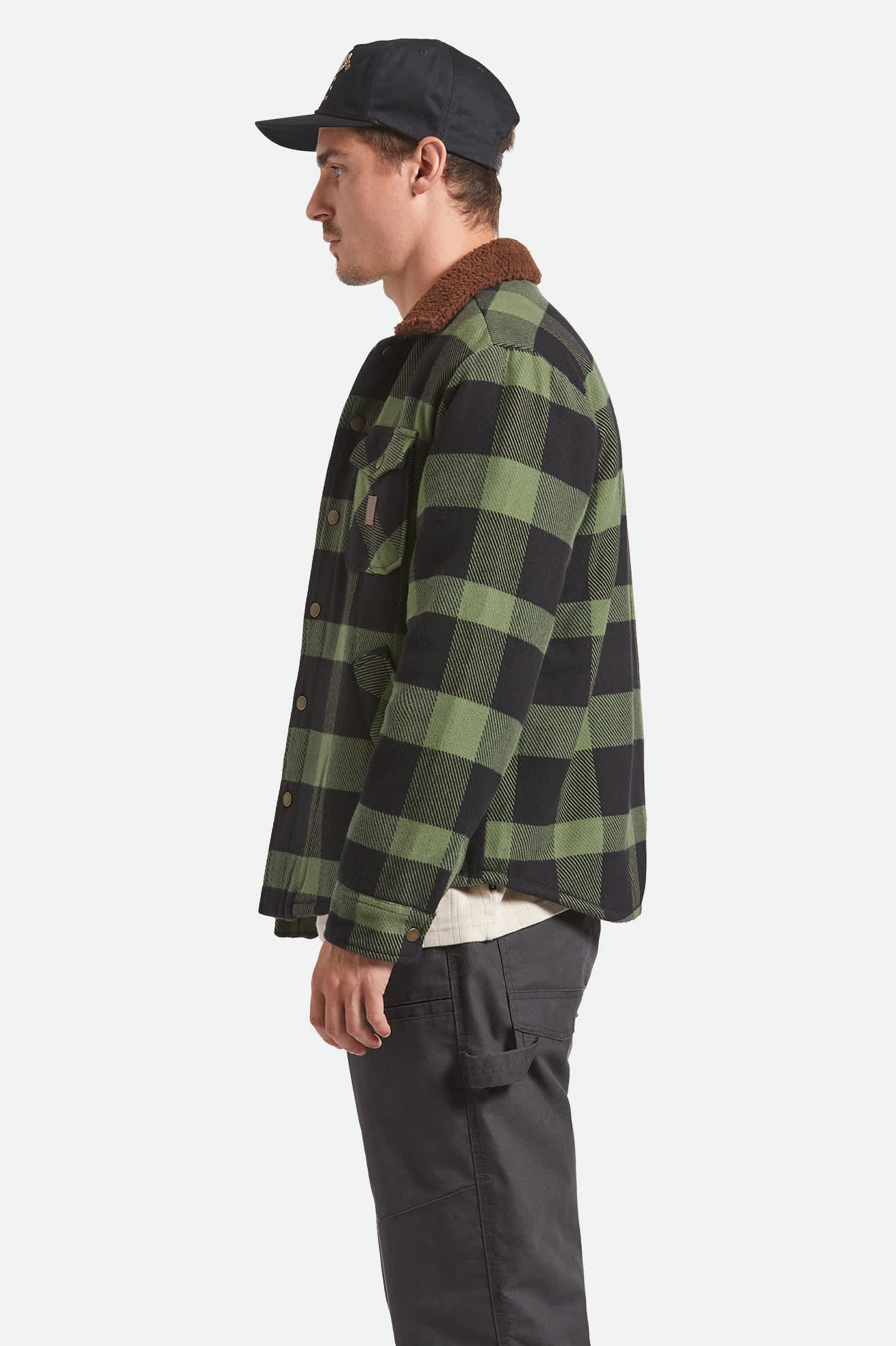 Durham Sherpa Lined Jacket - Black/Wild Green Flannel