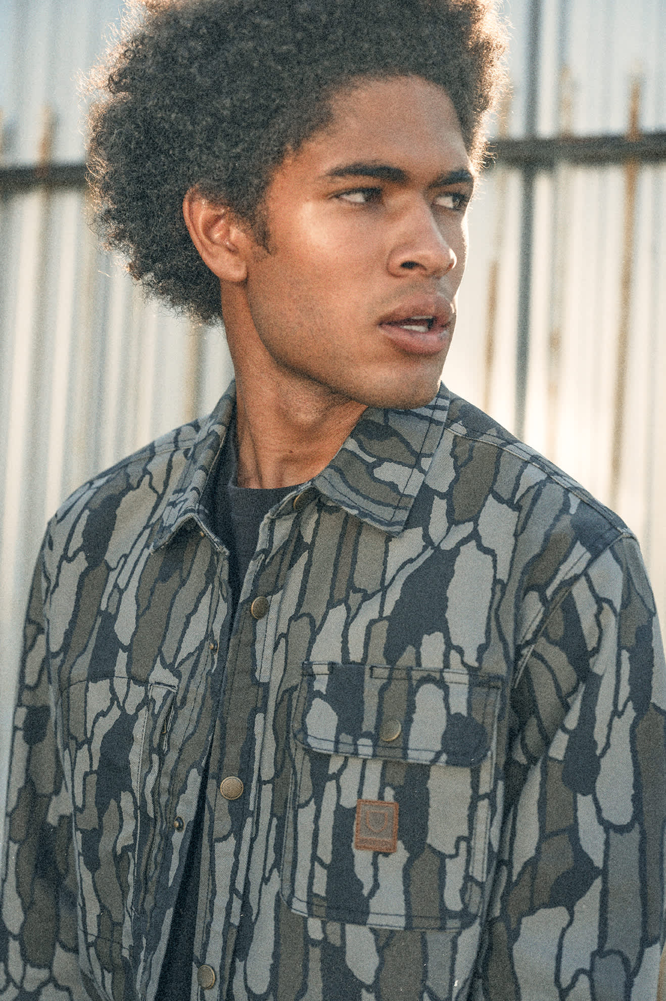 Builders Stretch L/S Overshirt - Bark Camo