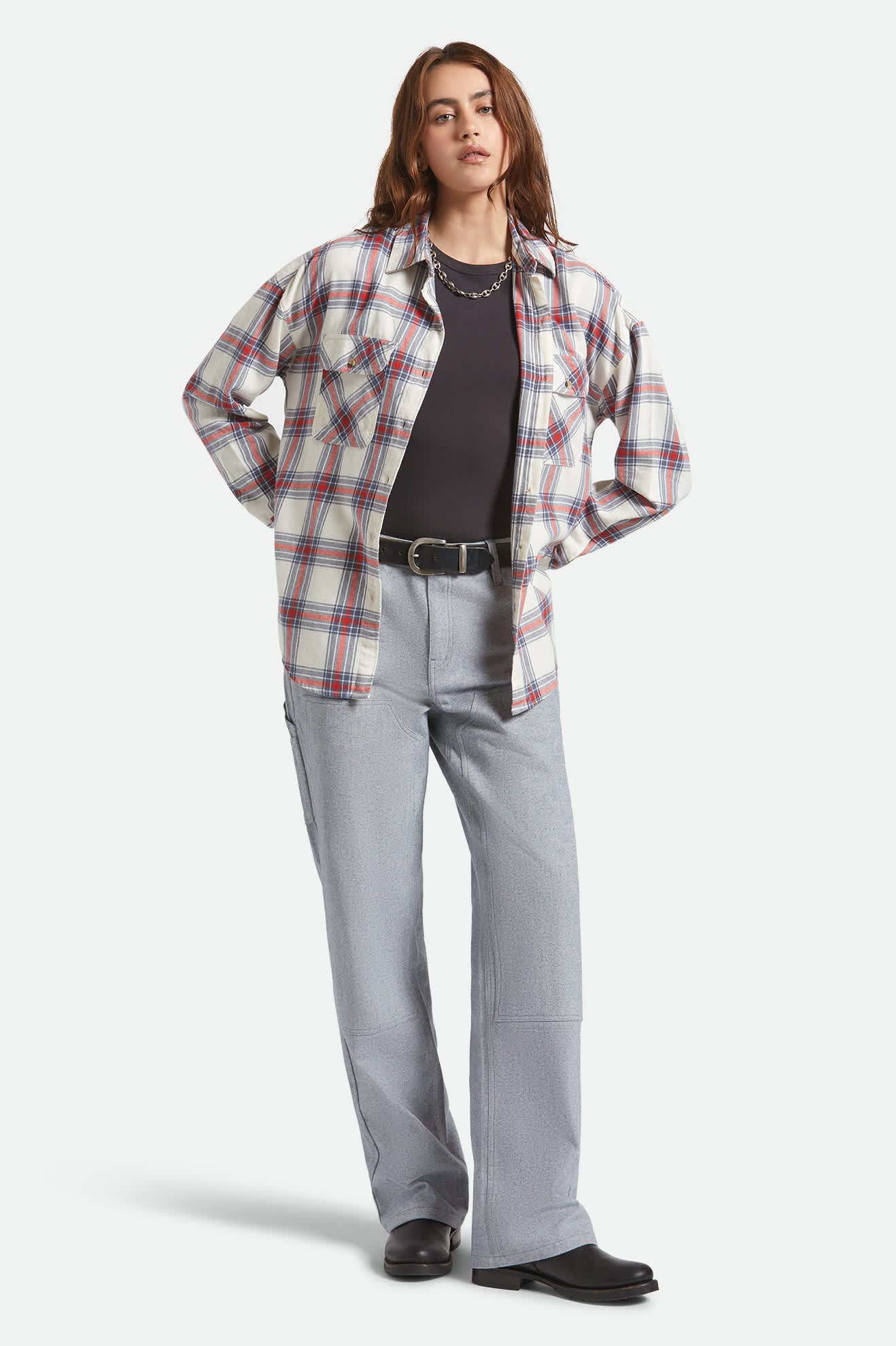 Bowery Vintage Overshirt - Off White/Berring Sea/Red