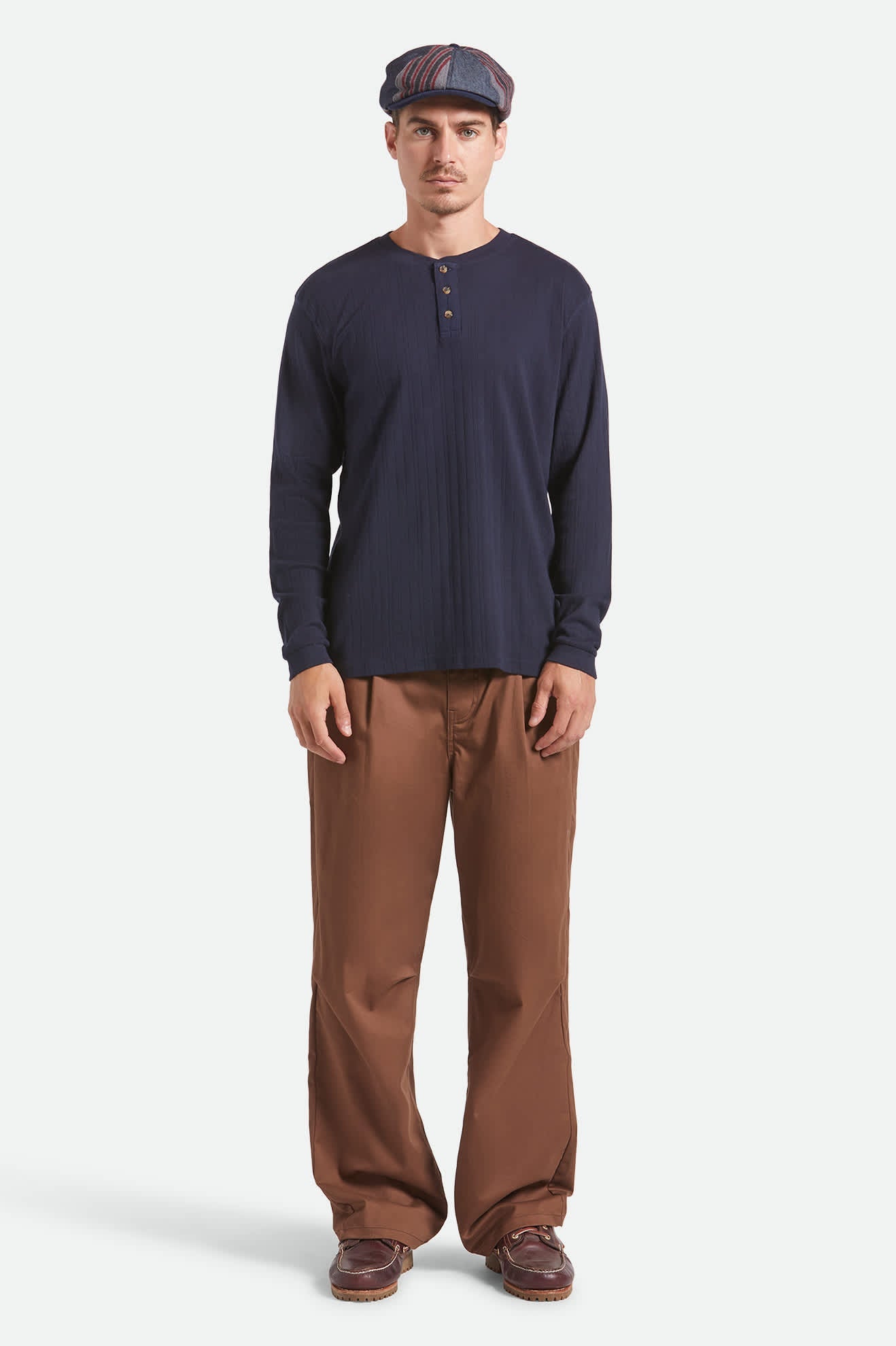 Vintage Ribbed L/S Henley - Washed Navy