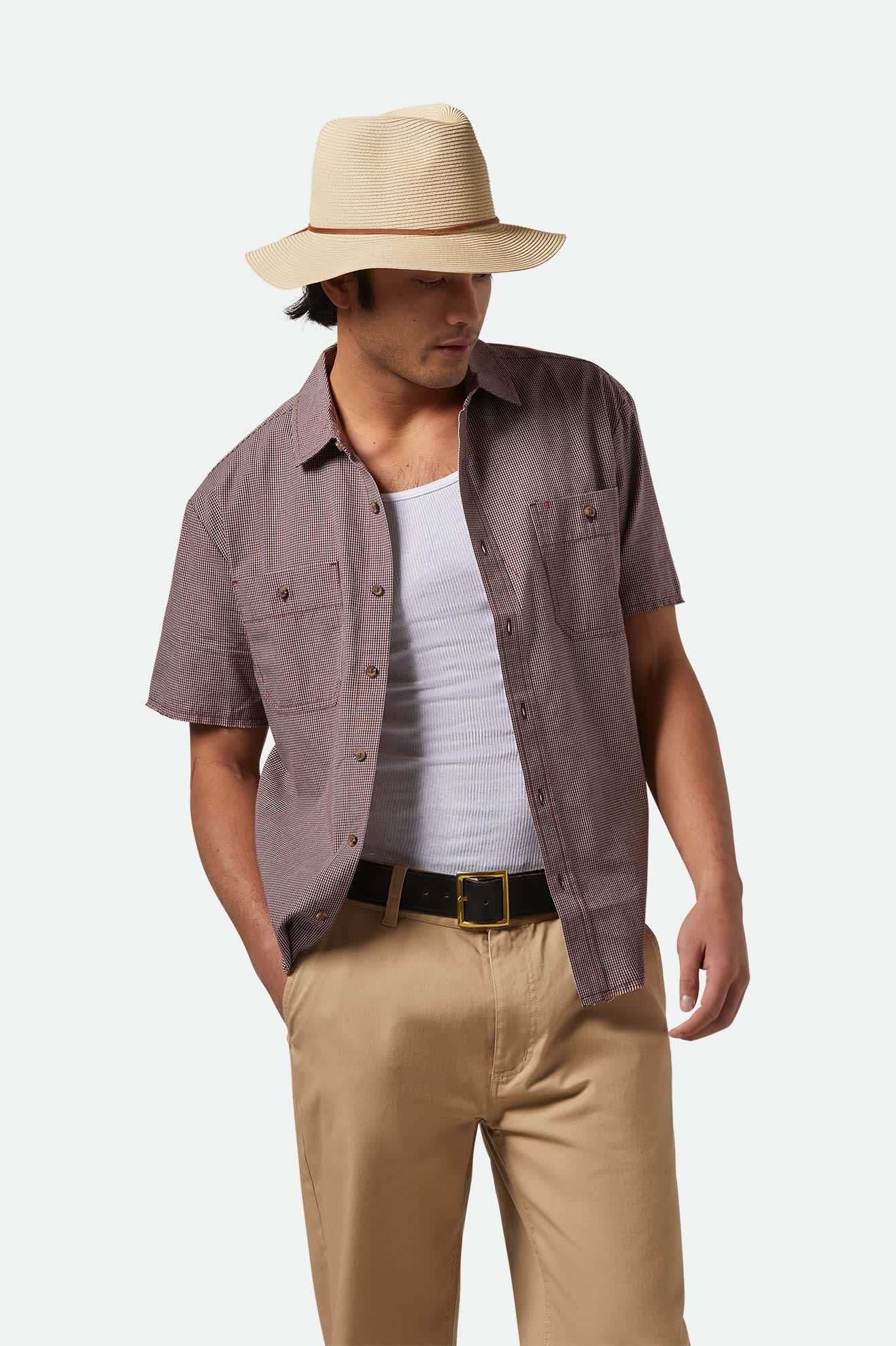 Wesley Straw Packable Fedora - Tan