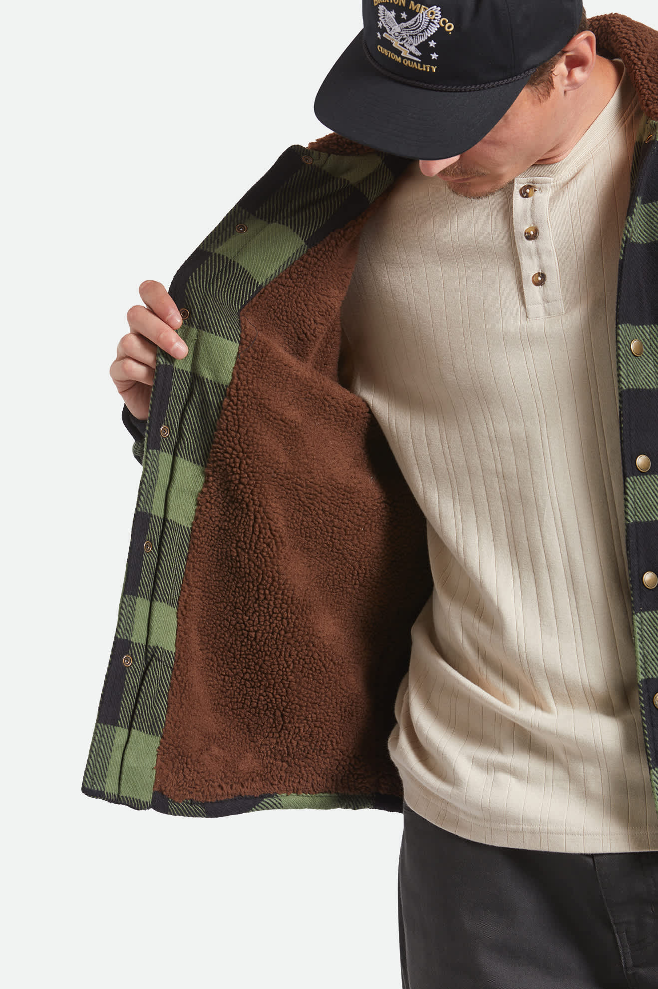 Durham Sherpa Lined Jacket - Black/Wild Green Flannel