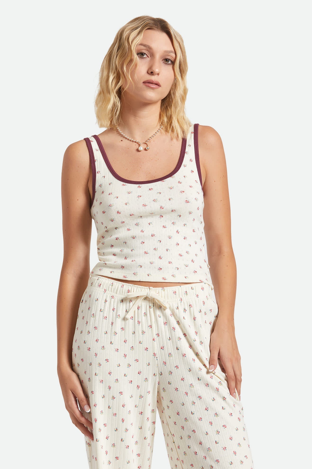 Off Duty A-Tank - Floral Pointelle