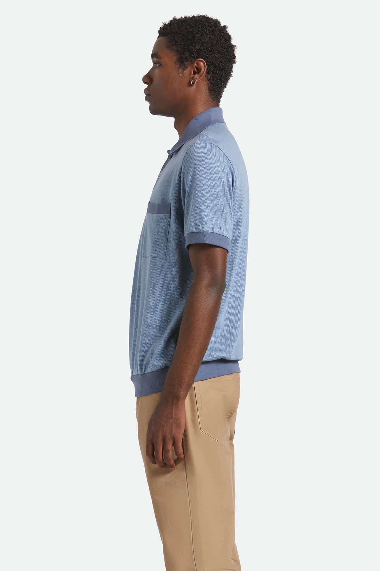 Weekend Herringbone S/S Polo - Borrow Blue/Berring Sea