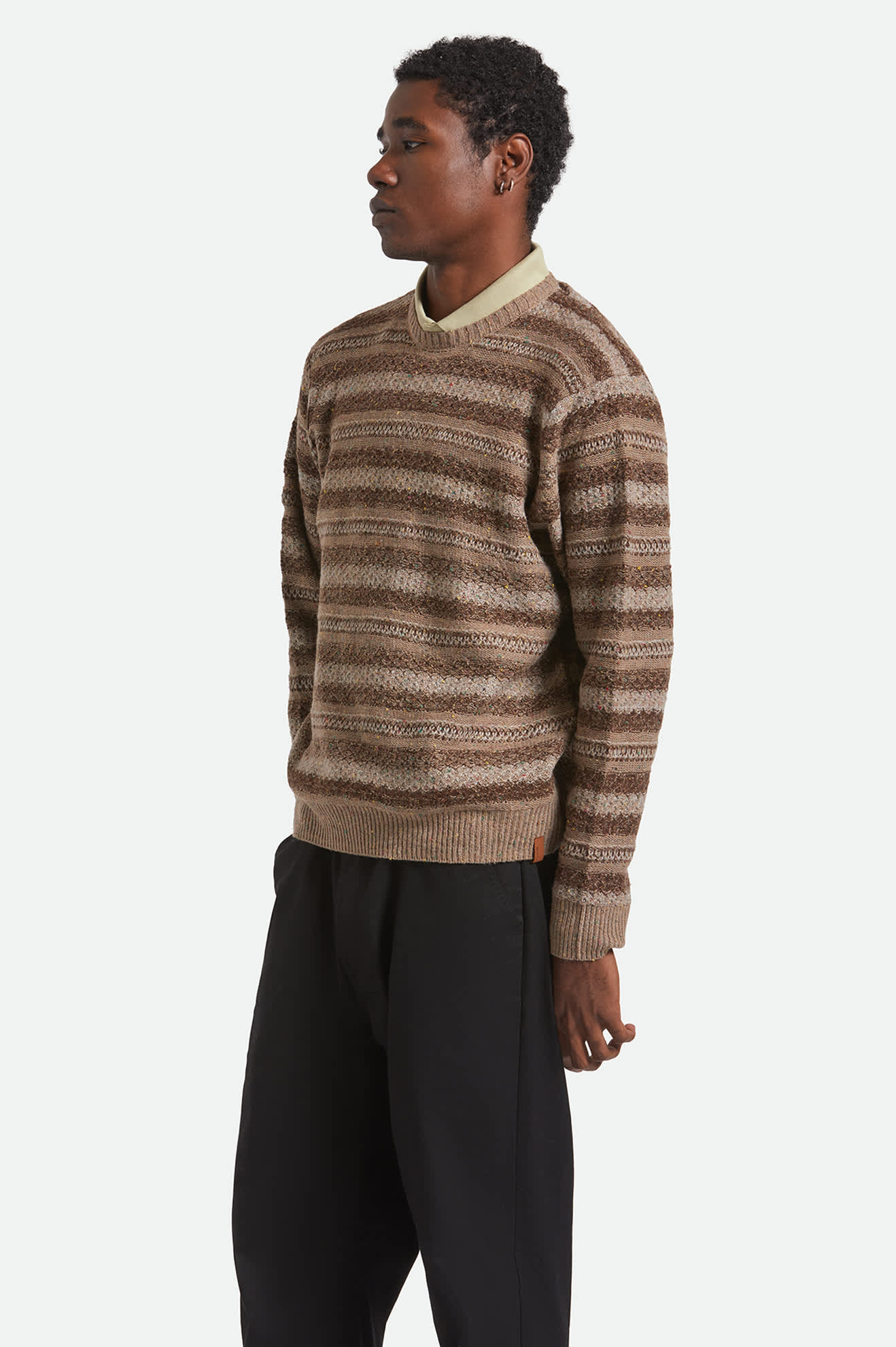 Midnight Crew Sweater - Multi Neutral Stripe