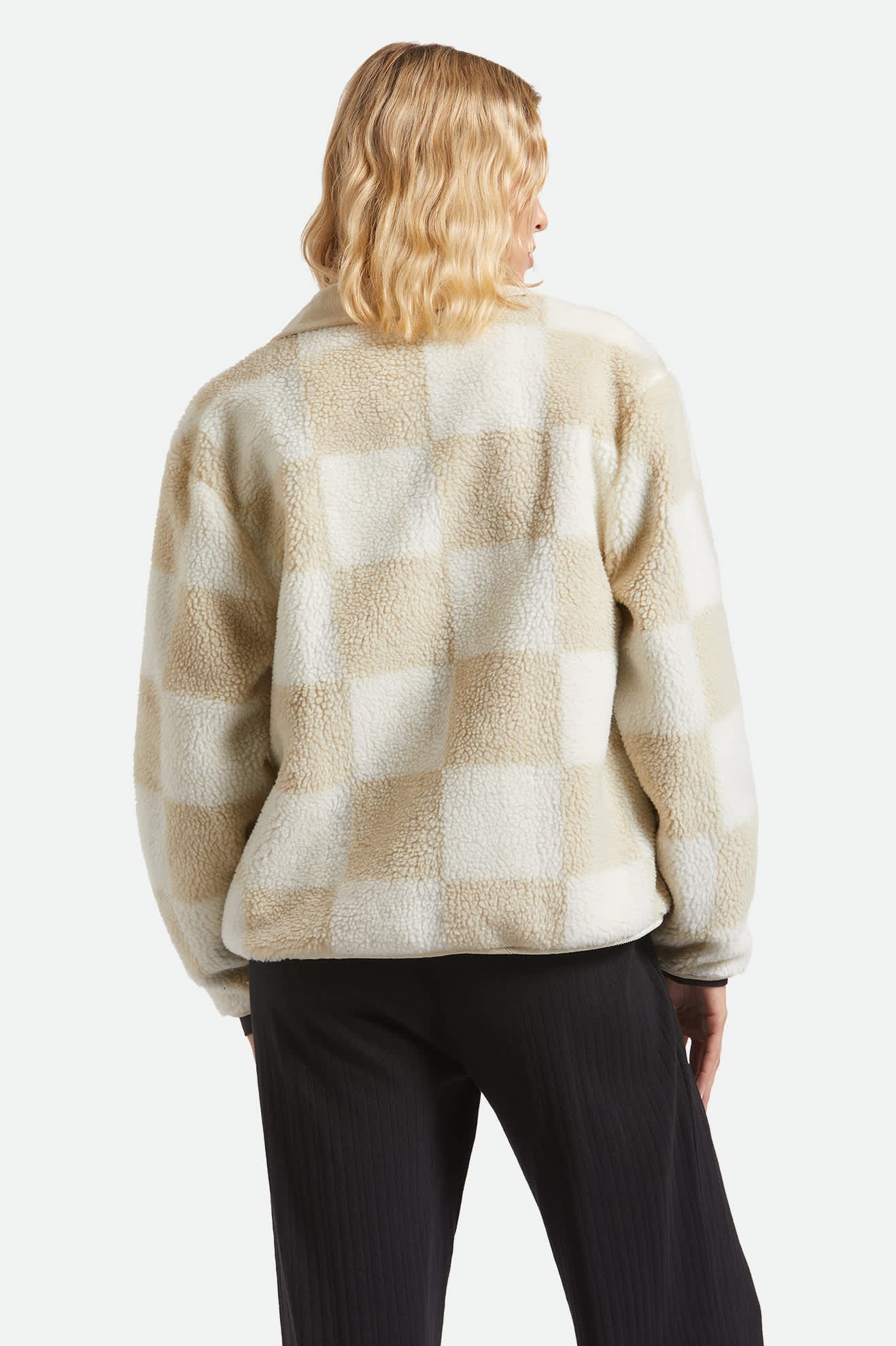 Delilah Sherpa Jacket - White/Natural Finish Line Checker