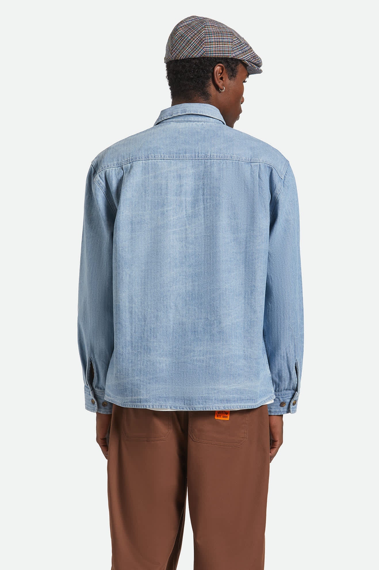 Herringbone Relaxed L/S Overshirt - Light Wash Denim Herringbone