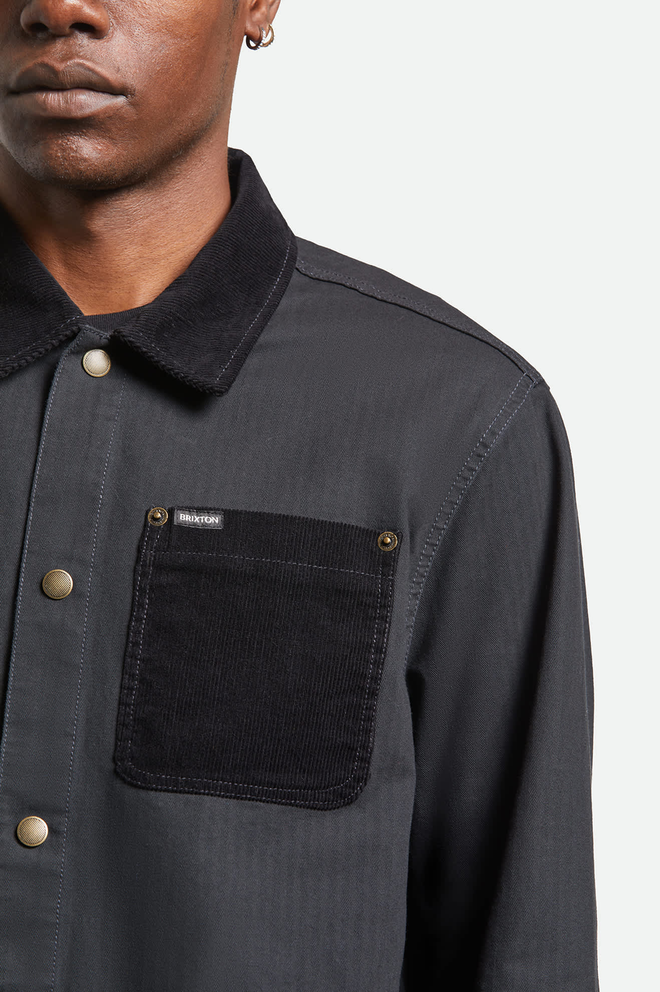 Herringbone Lightweight Chore Coat - Black Herringbone