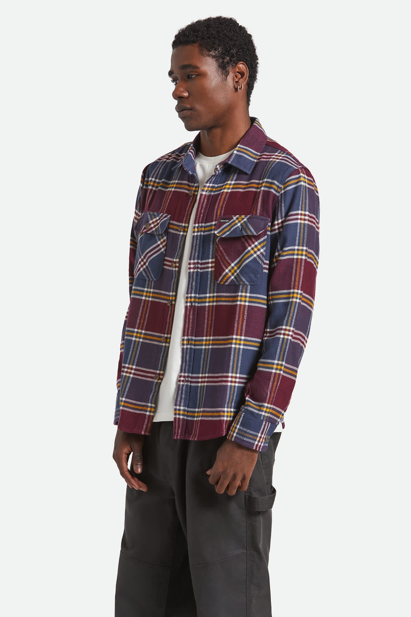 Bowery L/S Flannel - Mood Indigo/Port/Saffron