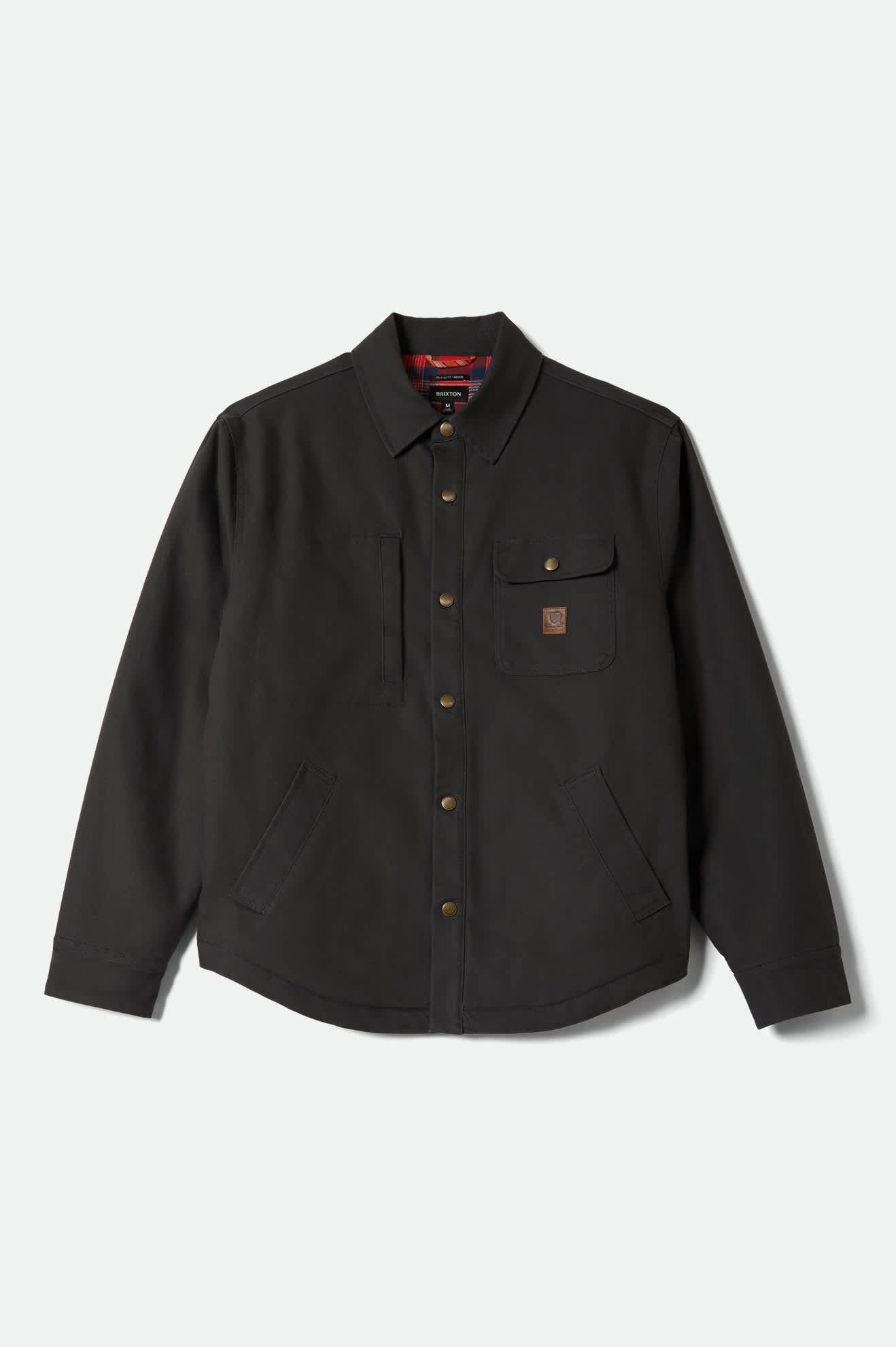 Builders Stretch Flannel Lined Jacket - Washed Black/Red