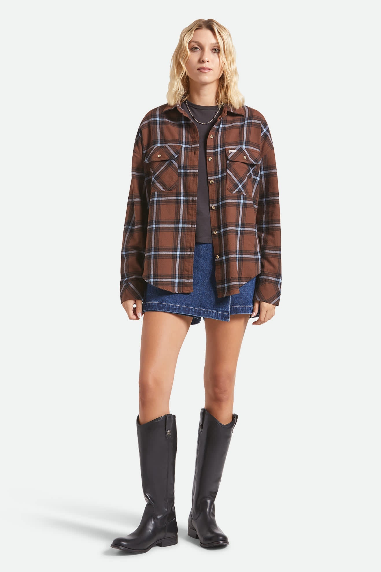 Bowery Vintage Overshirt - Pinecone Brown/Black/Borrowed Blue