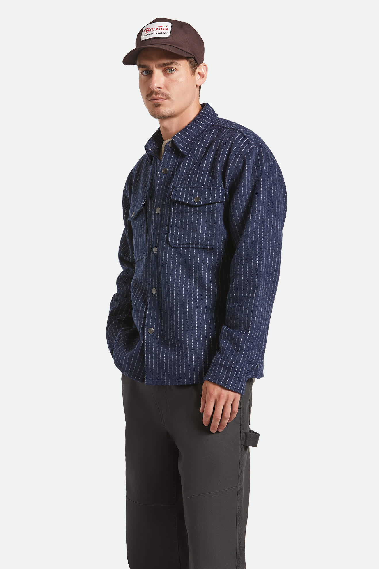 Selden Soft Brushed Flannel - Mood Indigo Pinestripe