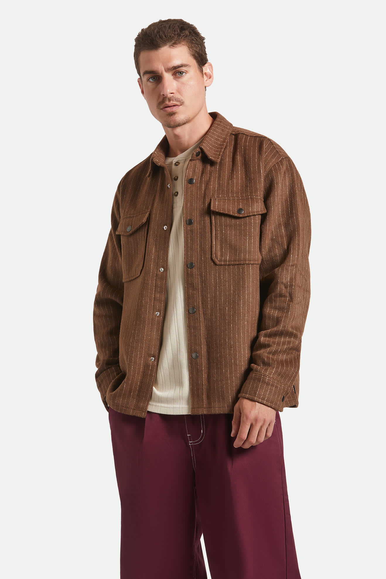 Selden Soft Brushed Flannel - Pinecone Brown Pinestripe