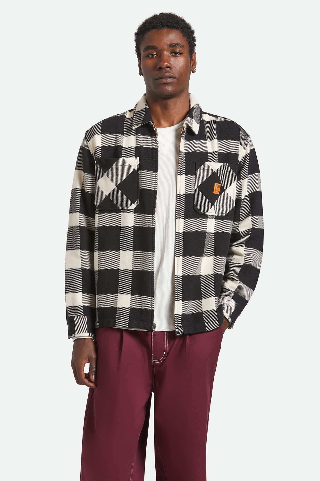 Union Full Zip Flannel - Off White/Black
