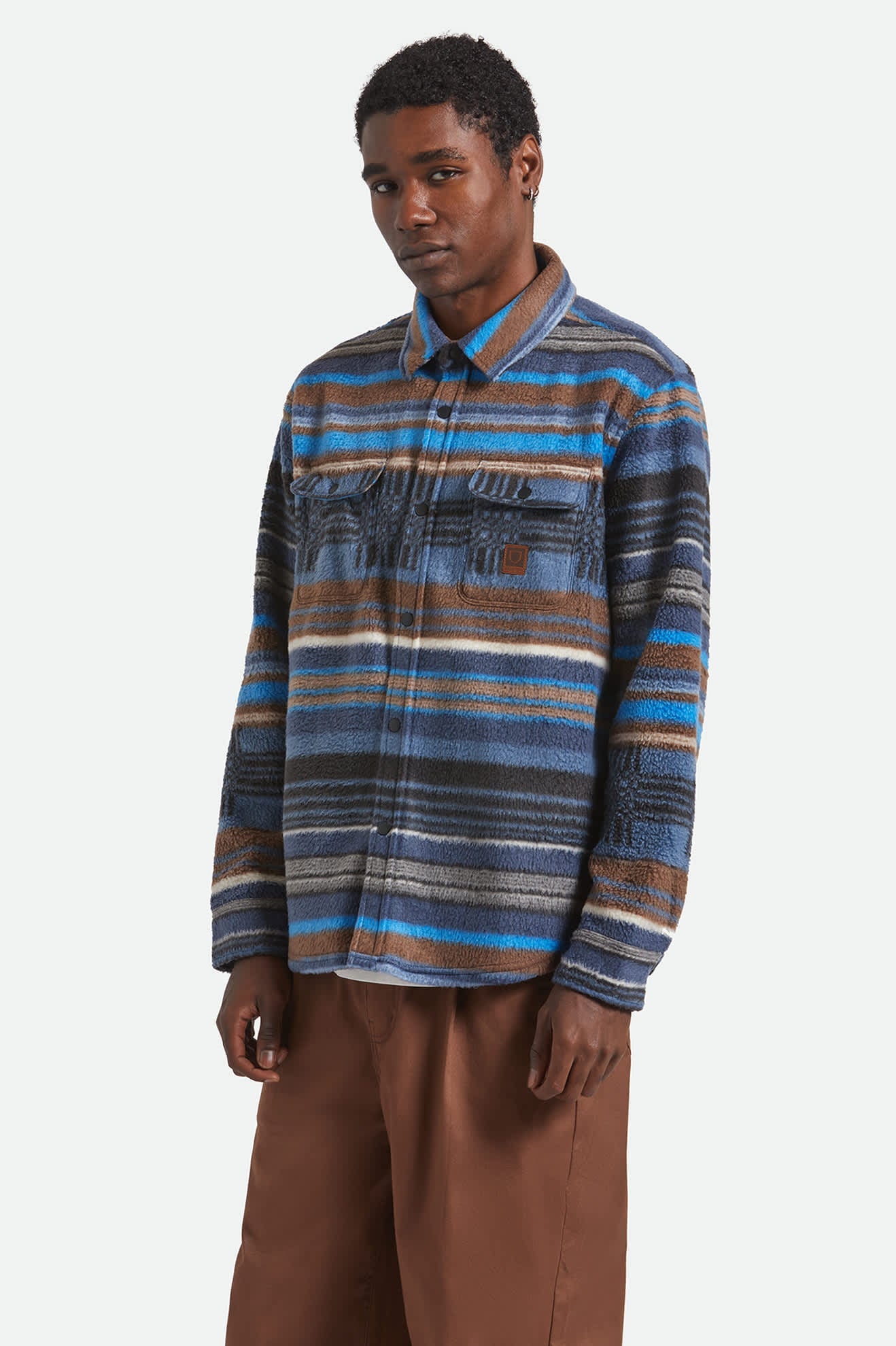 Bowery Arctic Stretch Fleece - Mood Indigo Blanket Stripe