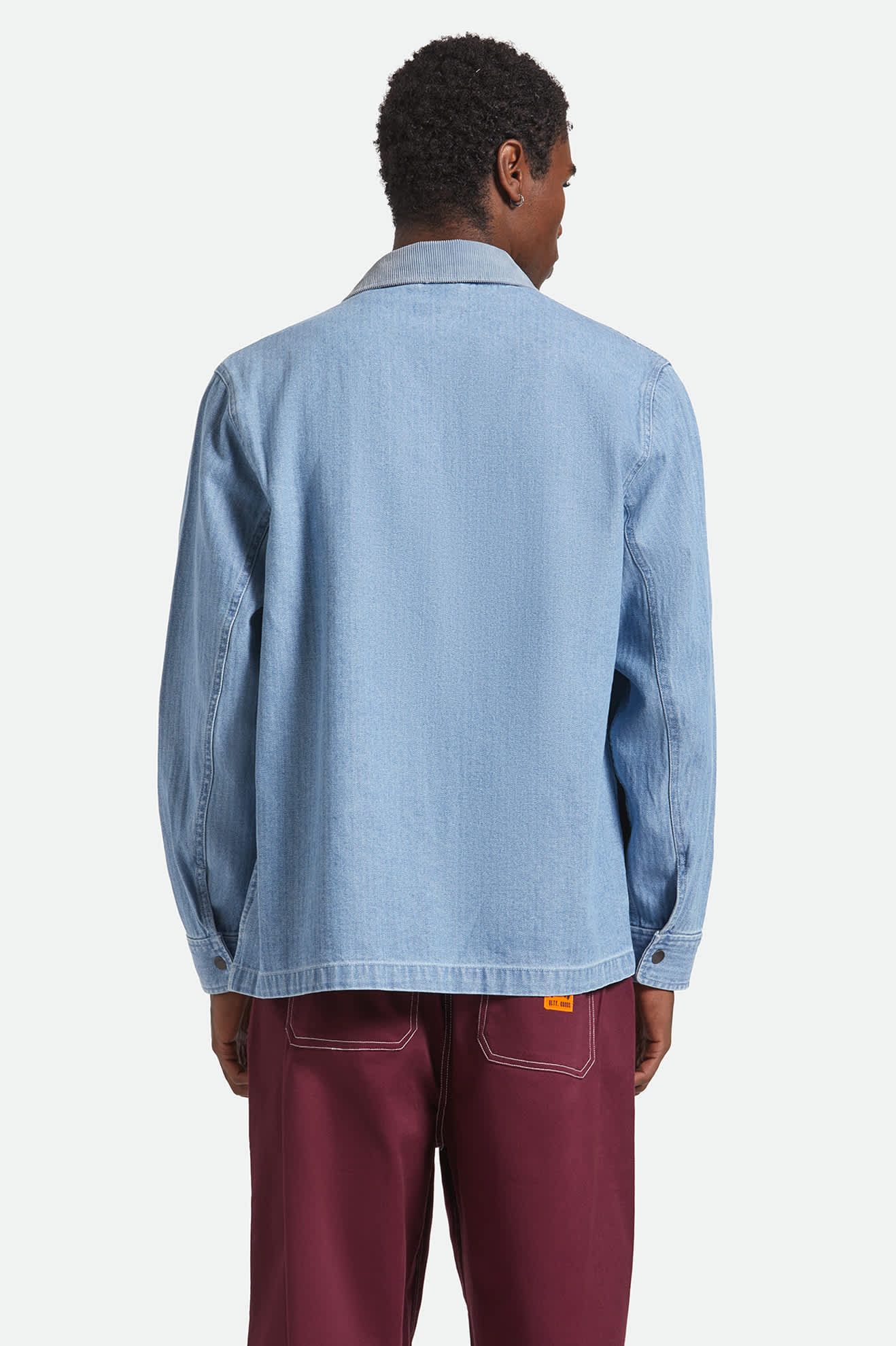 Herringbone Lightweight Chore Coat - Light Wash Denim Herringbone