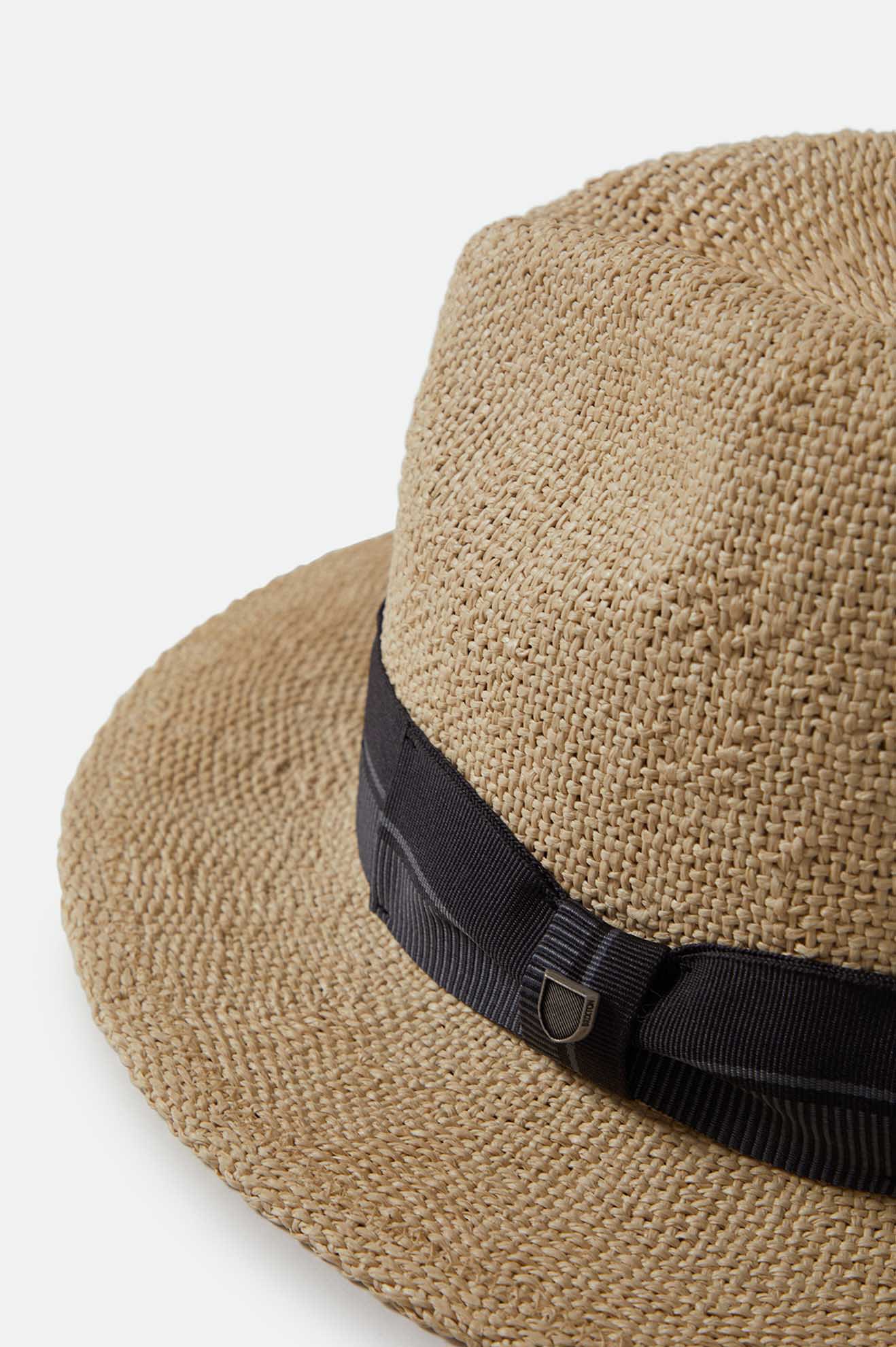 Roma Straw Fedora - Natural/Black