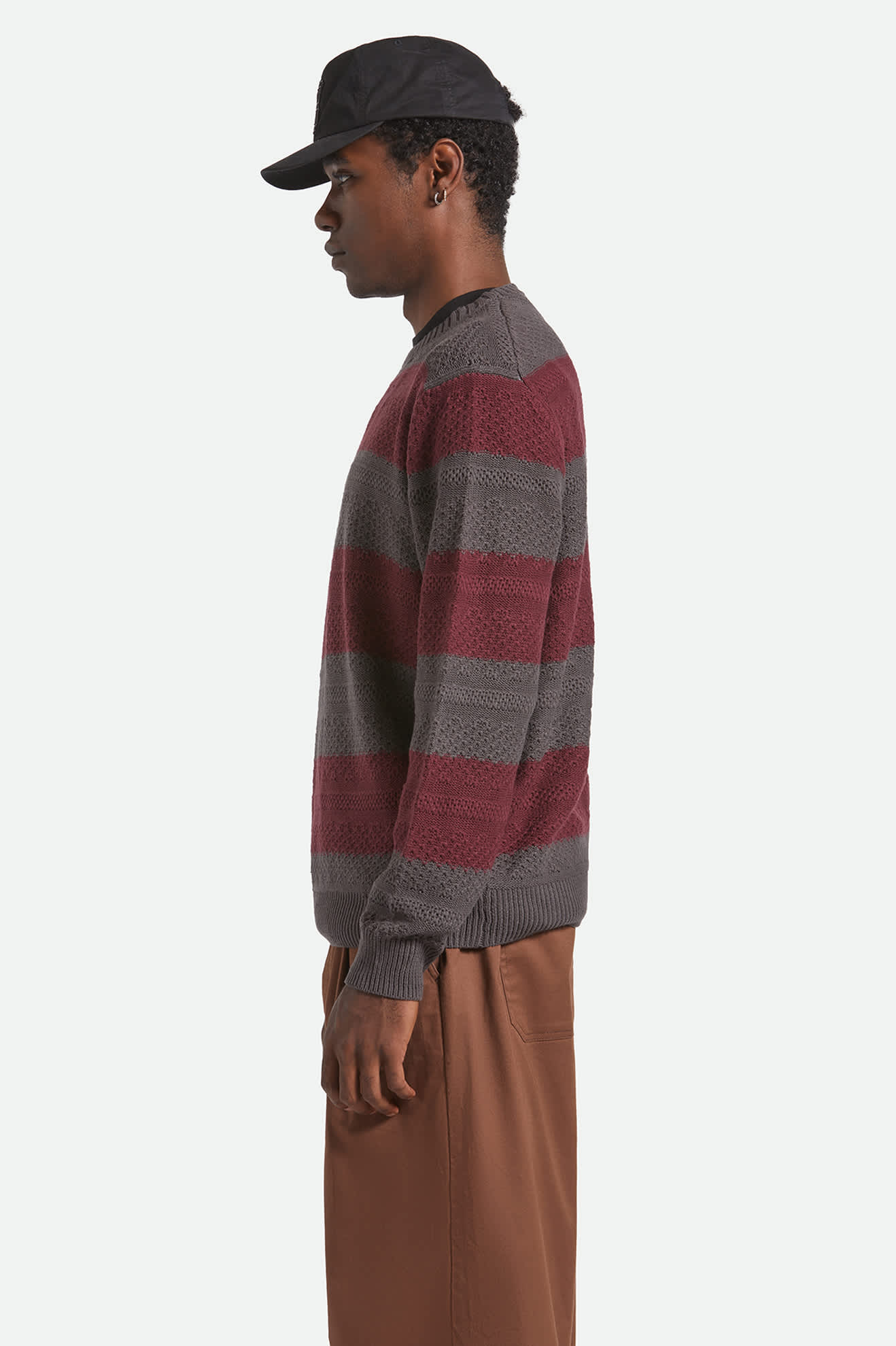 Midnight Crew Sweater - Black/Port Stripe