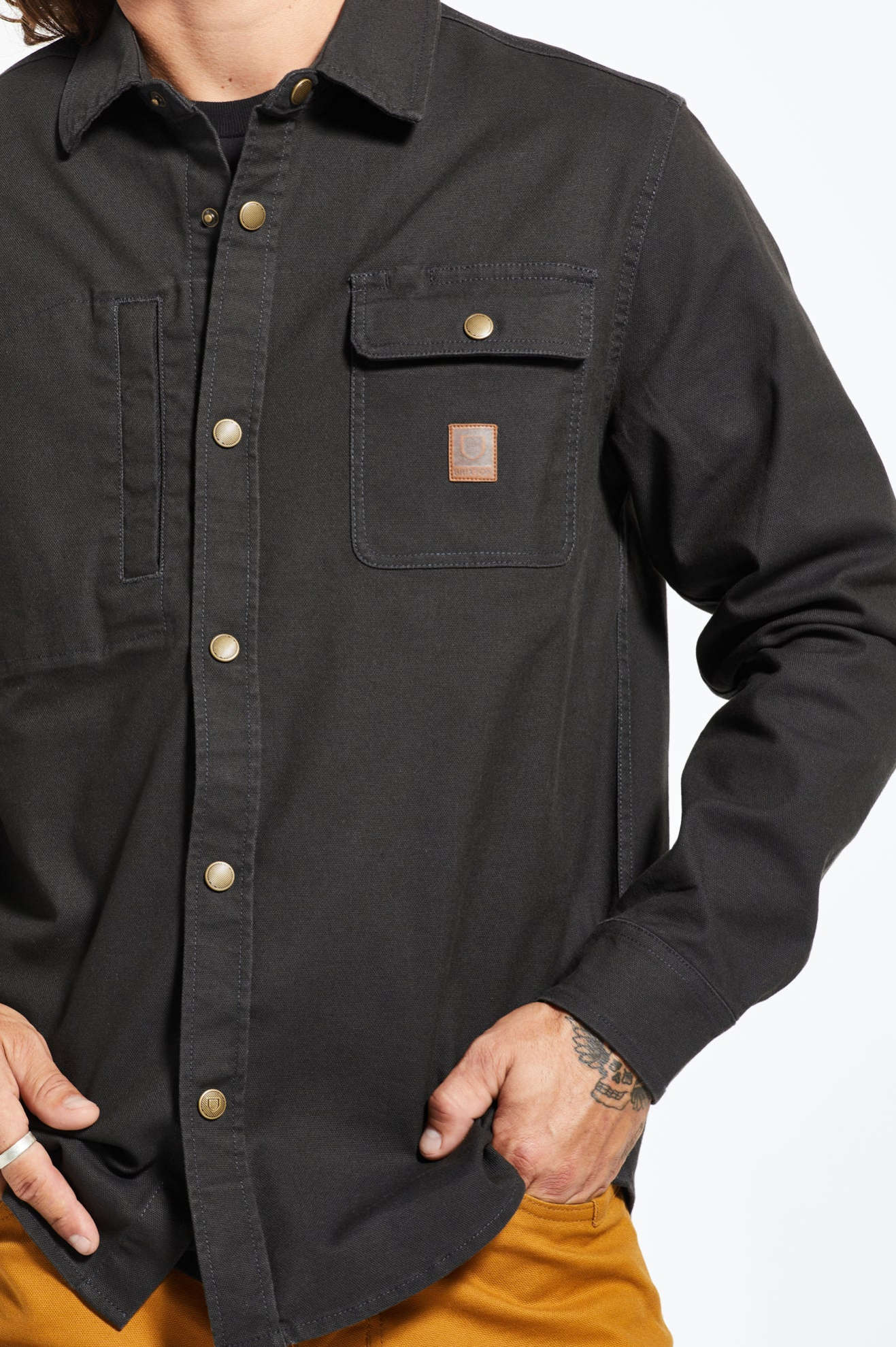 Builders Stretch L/S Overshirt - Washed Black