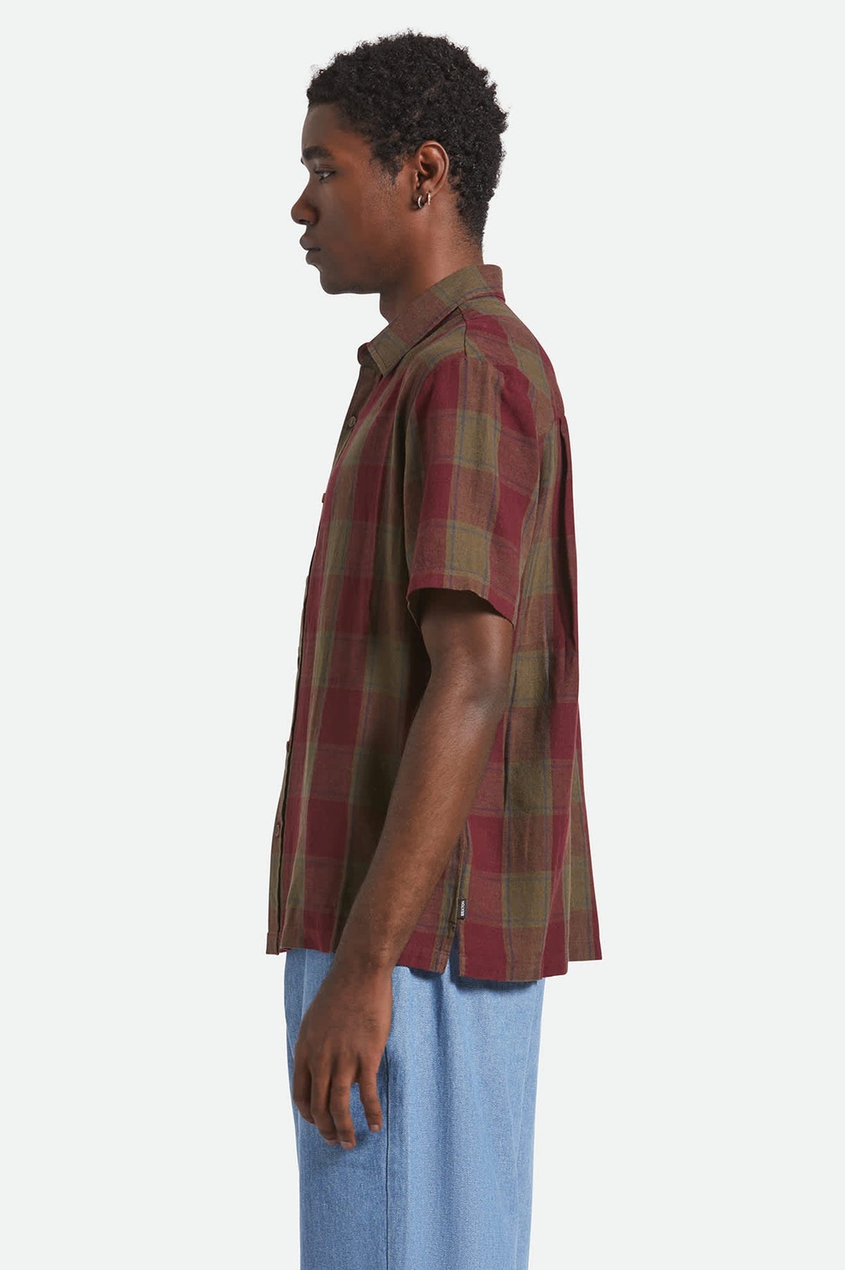 Cru Linen Blend S/S Shirt - Olive Surplus/Port