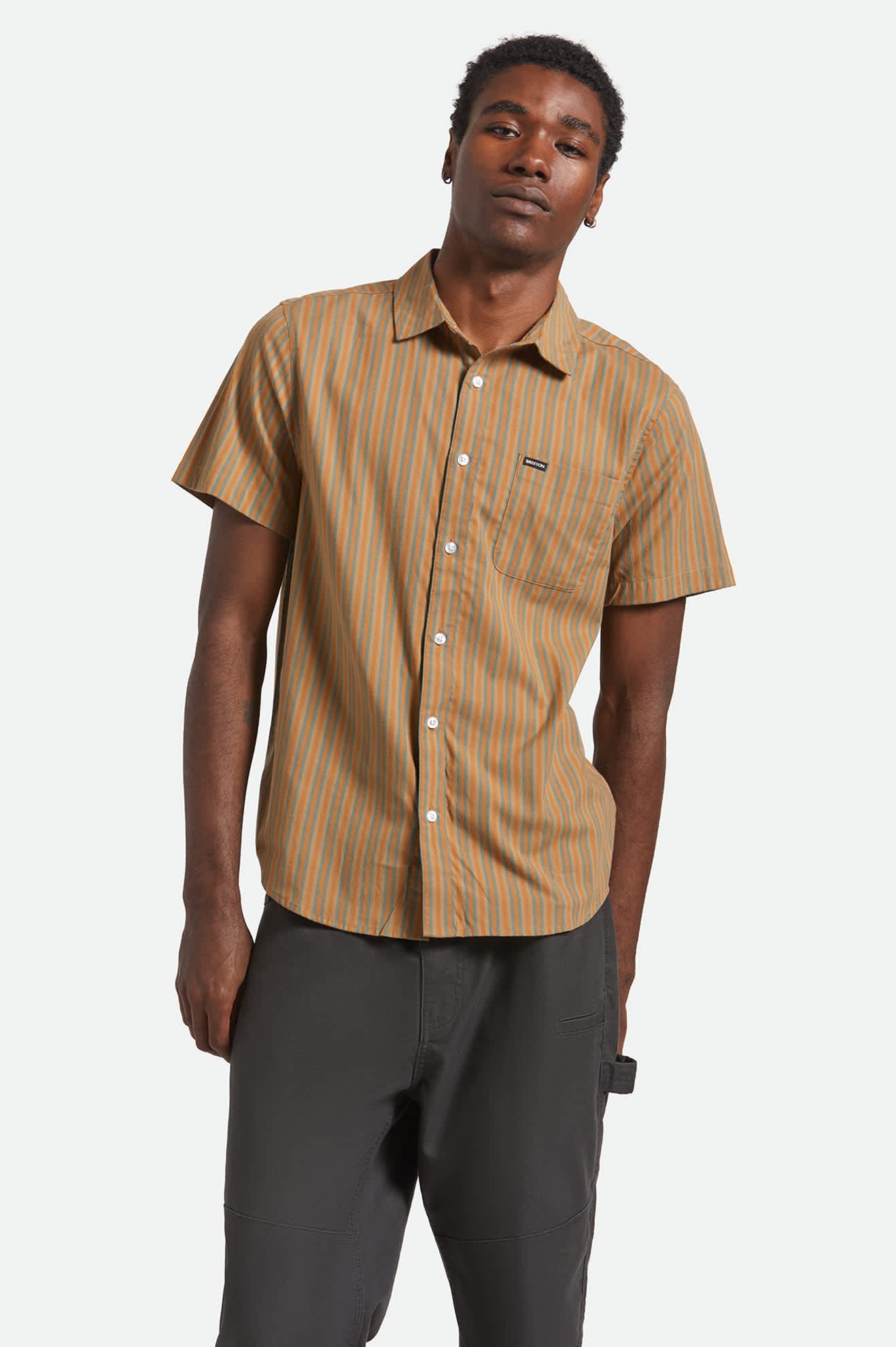 Charter Stripe S/S Shirt - Rustic Caramel/Night Sage