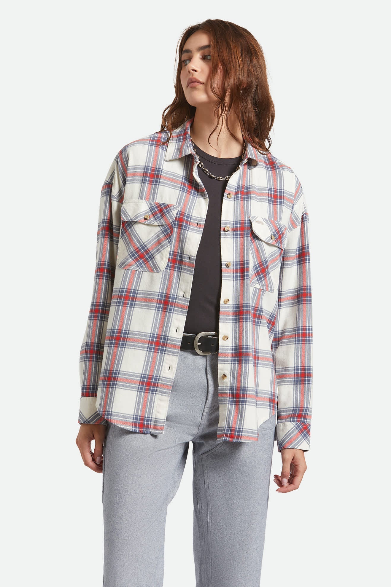 Bowery Vintage Overshirt - Off White/Berring Sea/Red