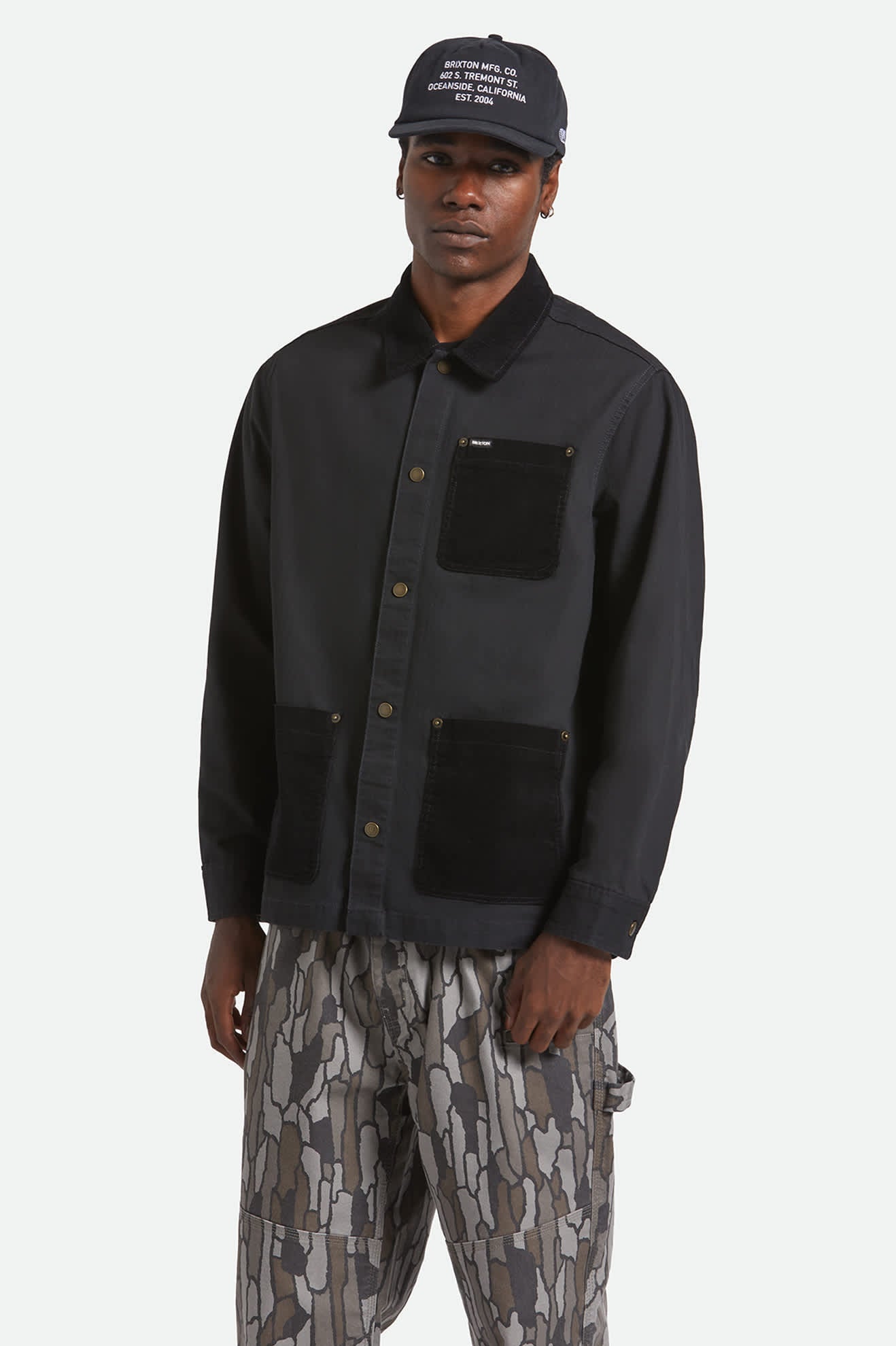 Herringbone Lightweight Chore Coat - Black Herringbone